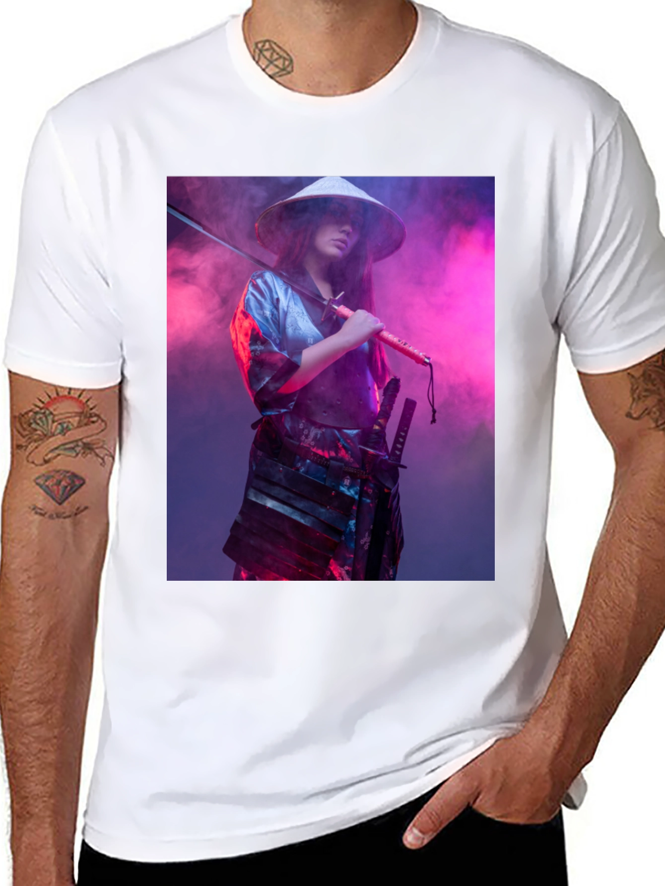 Samurai Woman T-Shirt - Sleek Black Tee
