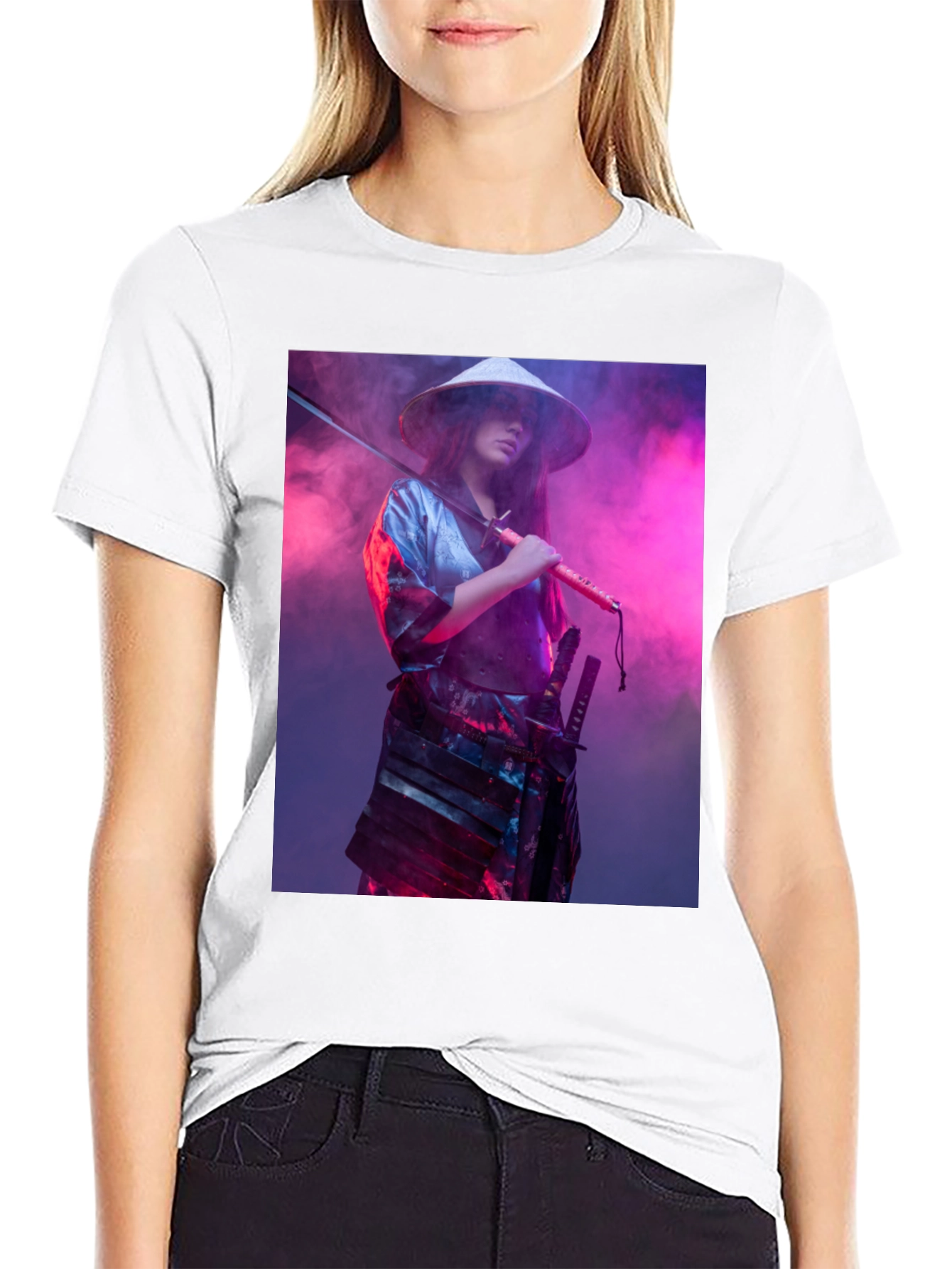 Samurai Woman T-Shirt - Sleek Black Tee