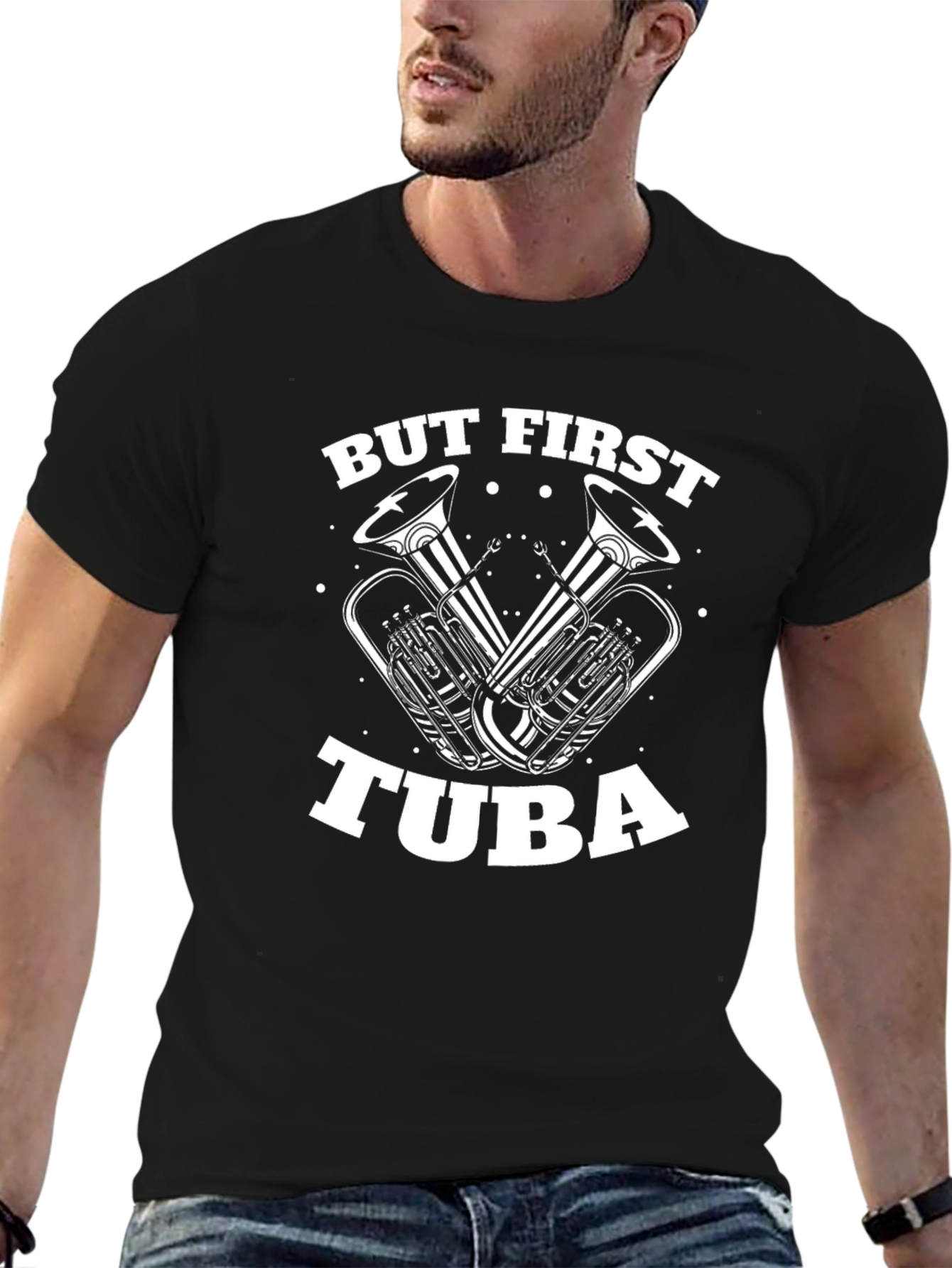 But First Tuba Black Graphic Tee