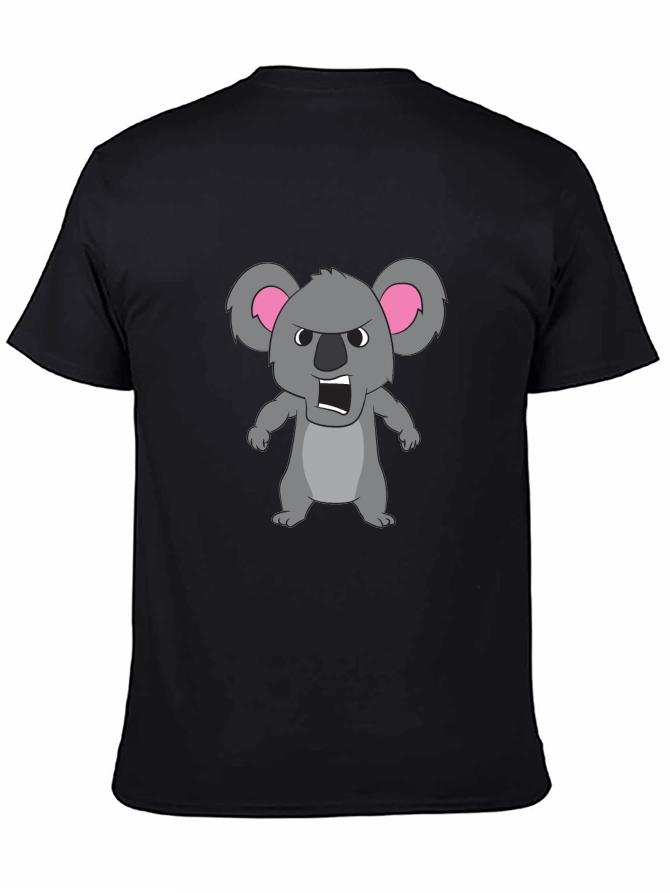 Angry Koala Cartoon Graphic Tee - Black