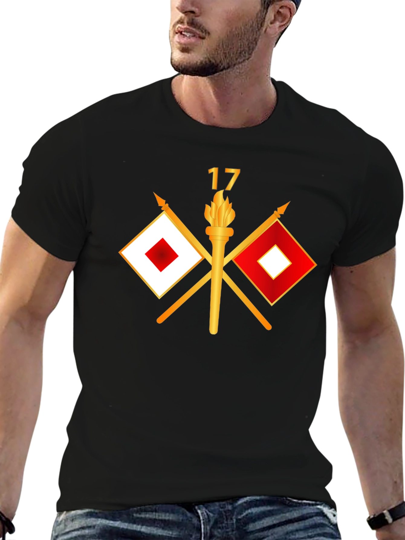Signal Flag & Torch Graphic Tee - Black