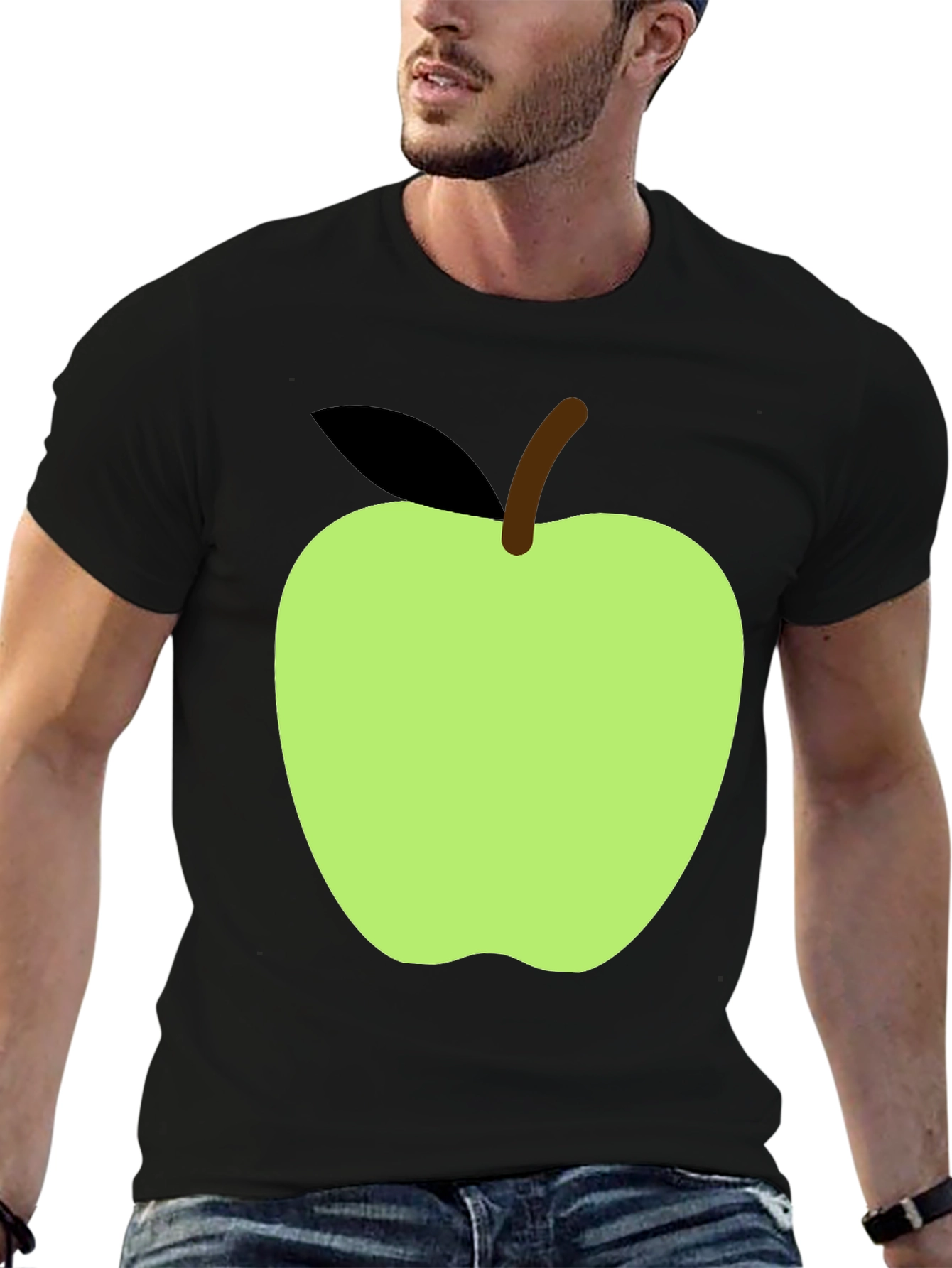 Apple Graphic Tee - Casual Black T-Shirt