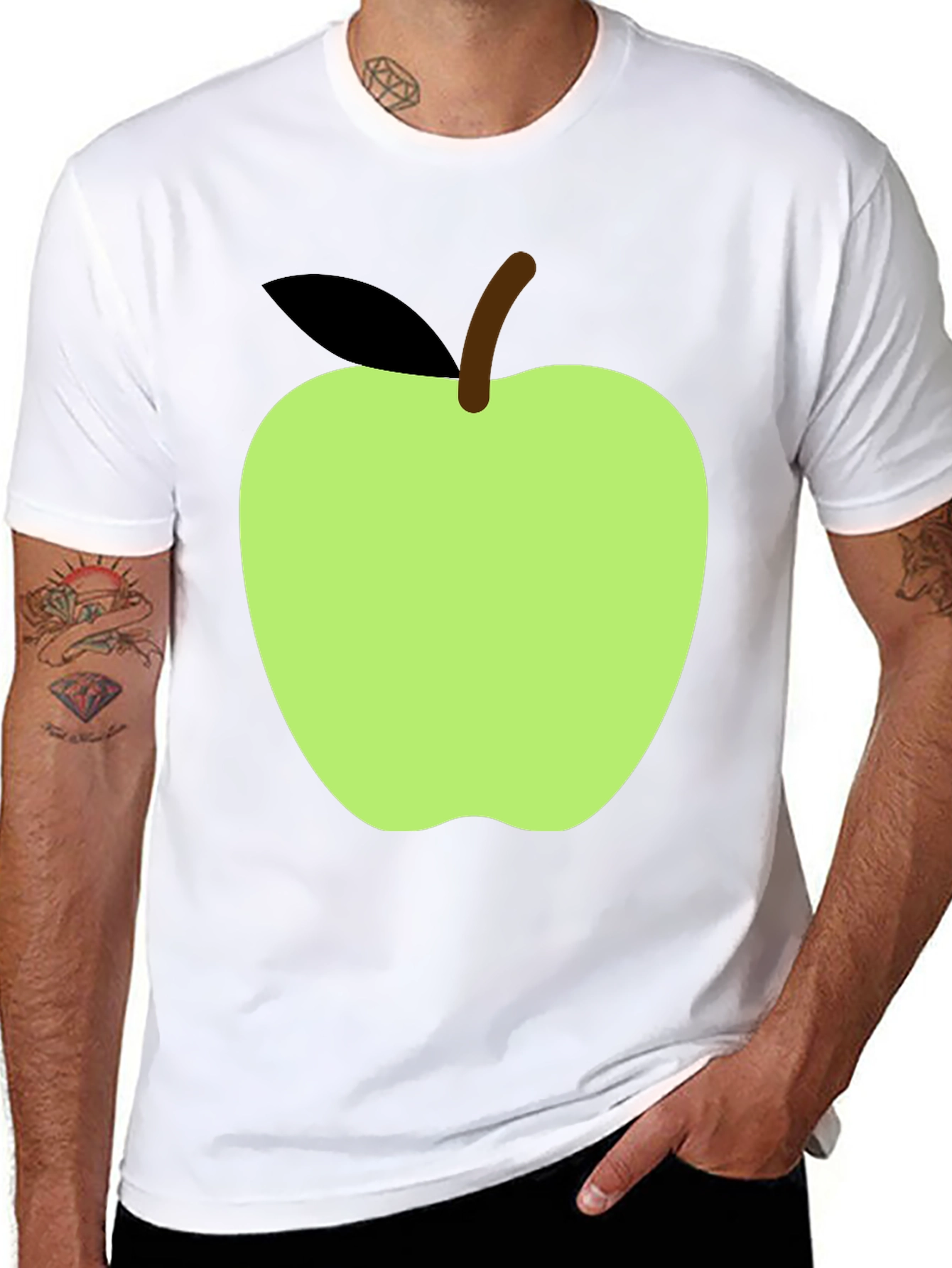 Apple Graphic Tee - Casual Black T-Shirt