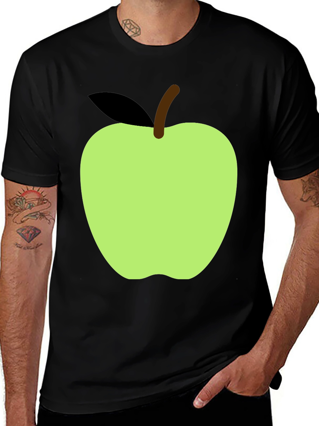 Apple Graphic Tee - Casual Black T-Shirt