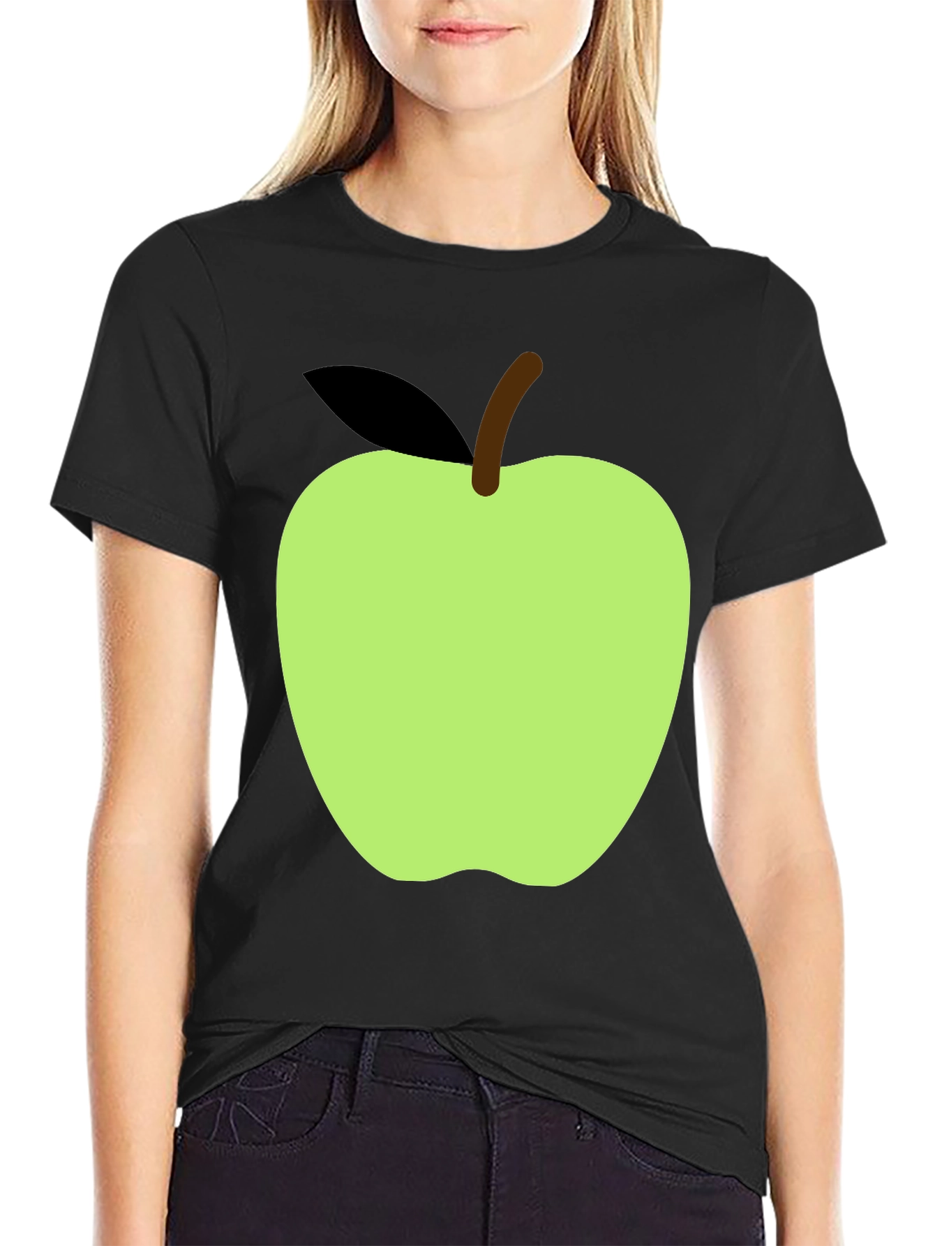 Apple Graphic Tee - Casual Black T-Shirt