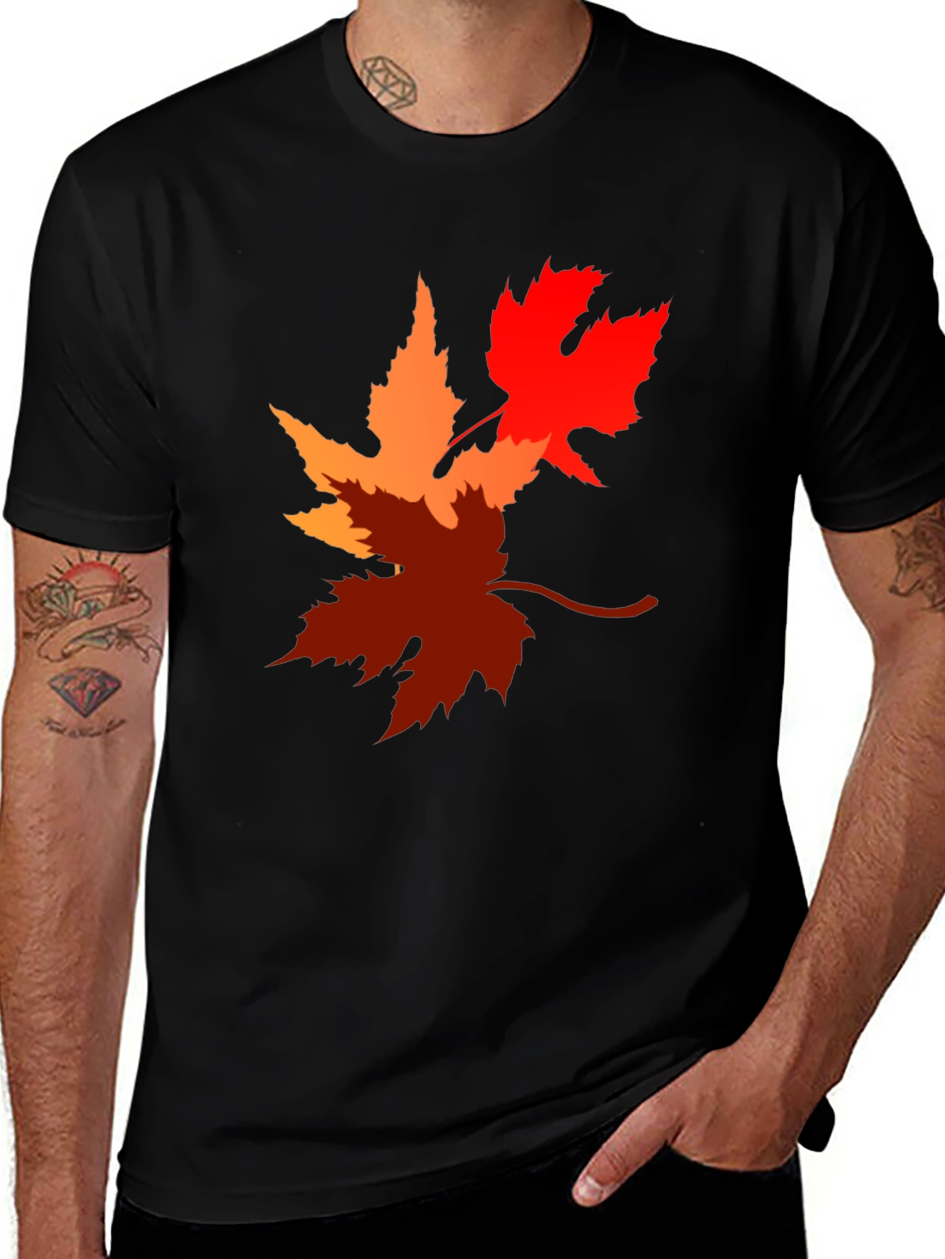 Autumn Leaves Graphic Tee - Black T-Shirt