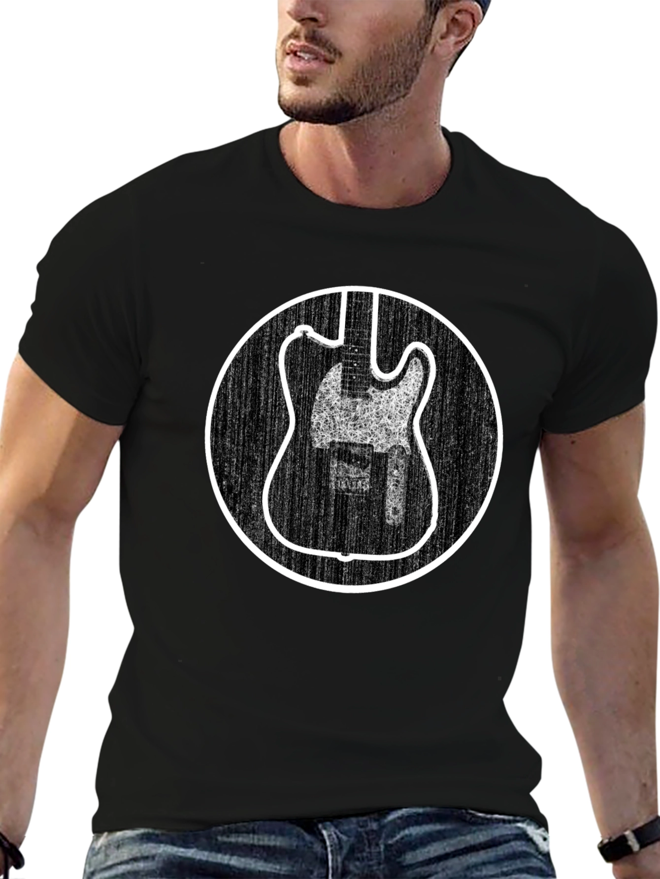 Electric Guitar Graphic Tee - Black