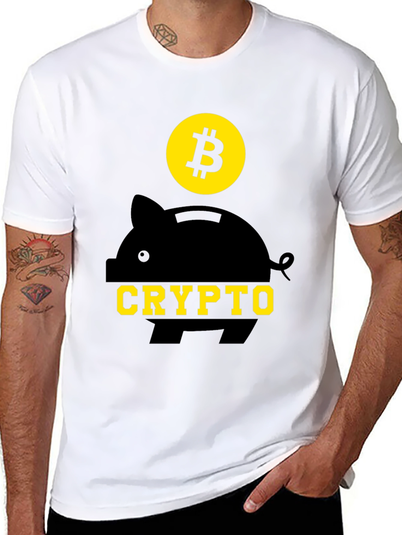 Crypto Piggy Bank Bitcoin Black T-Shirt