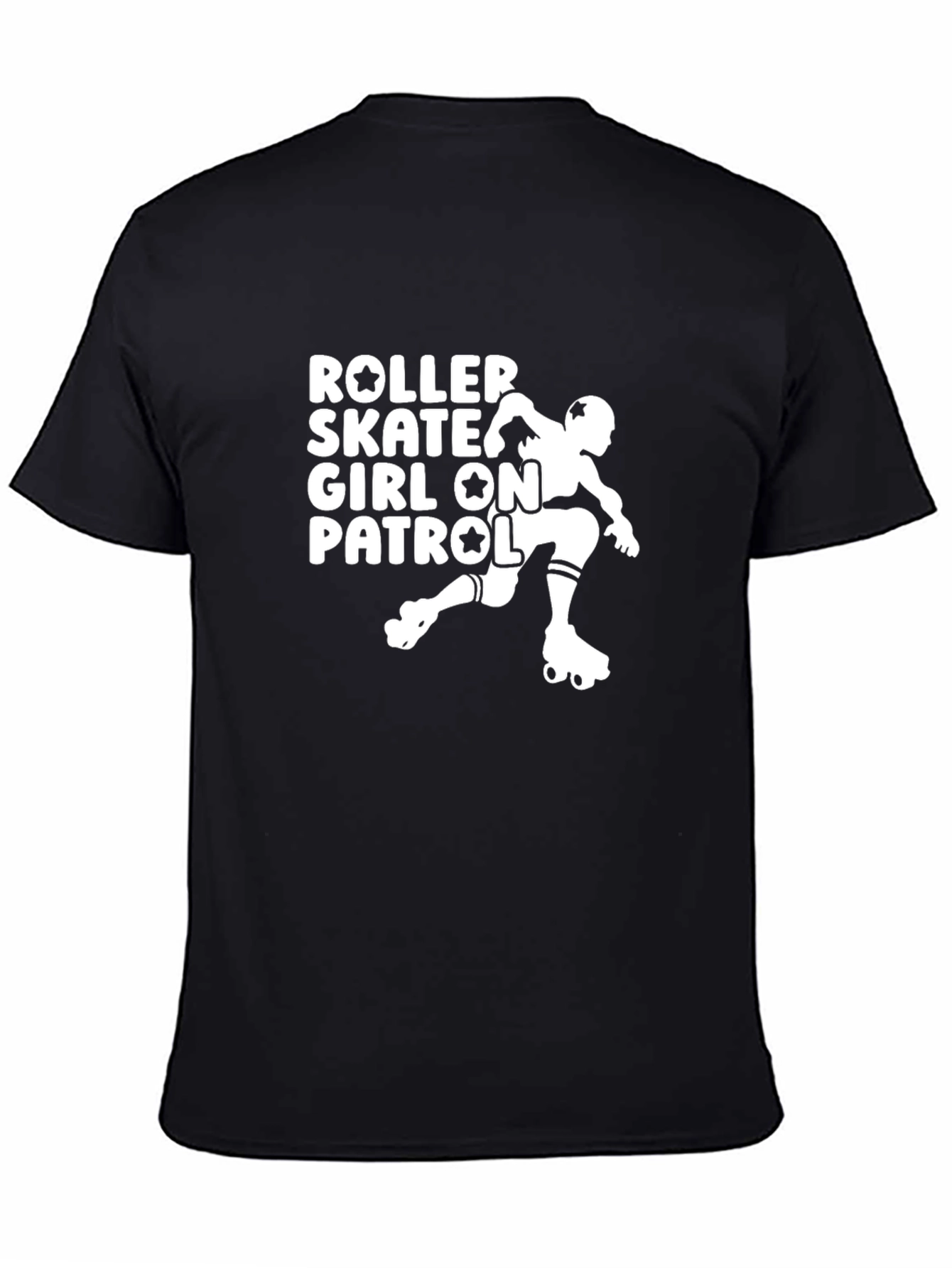Roller Skate Girl On Patrol Graphic Tee - Black