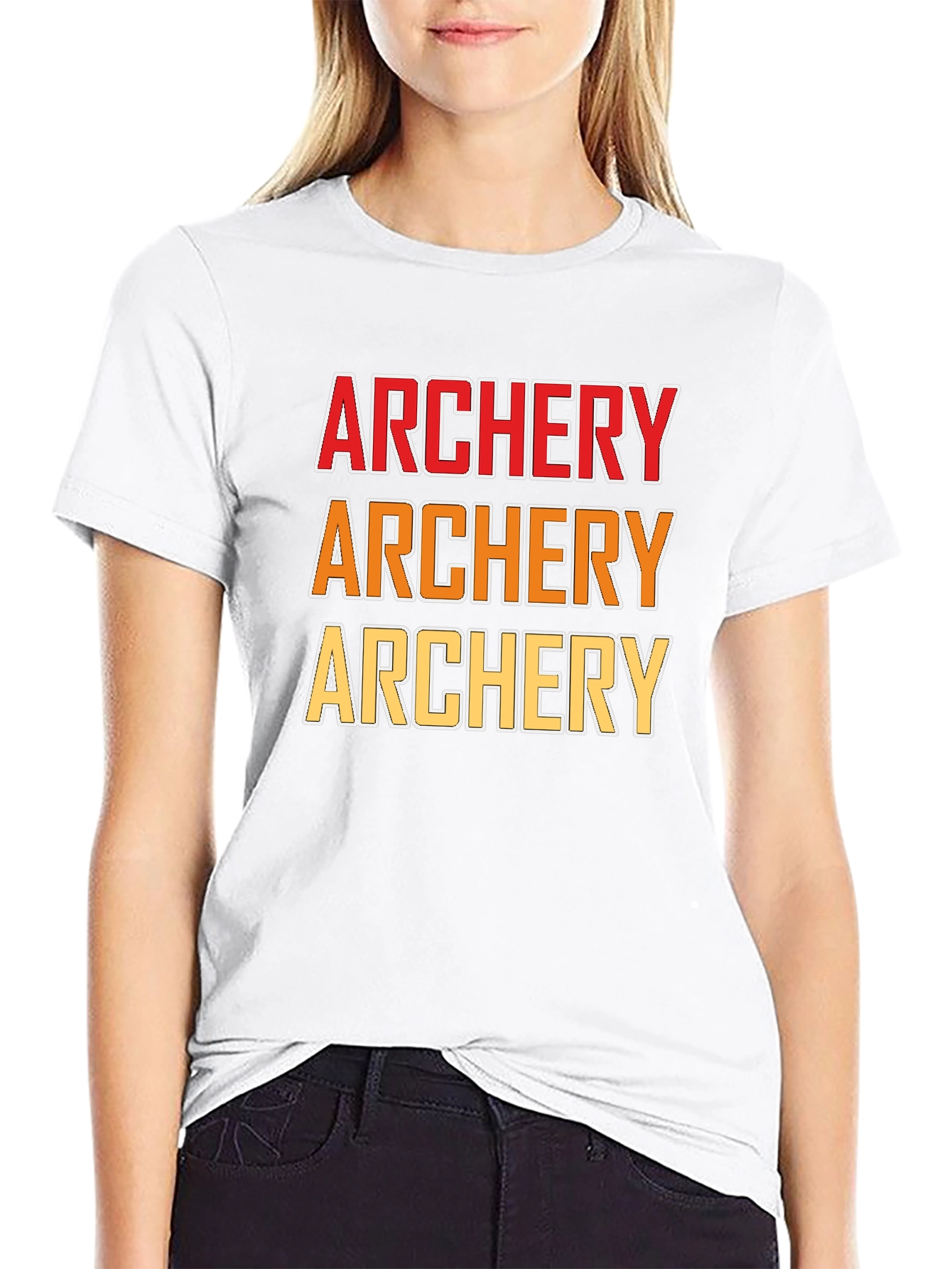 Archery Text Print Black T-Shirt