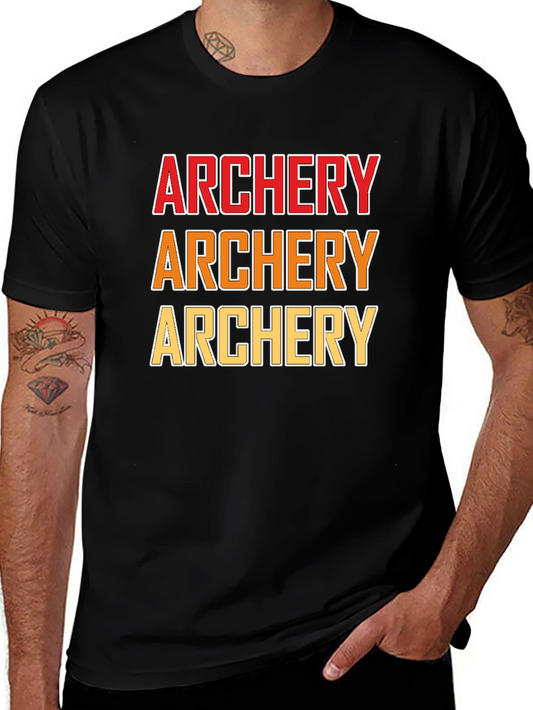 Archery Text Print Black T-Shirt