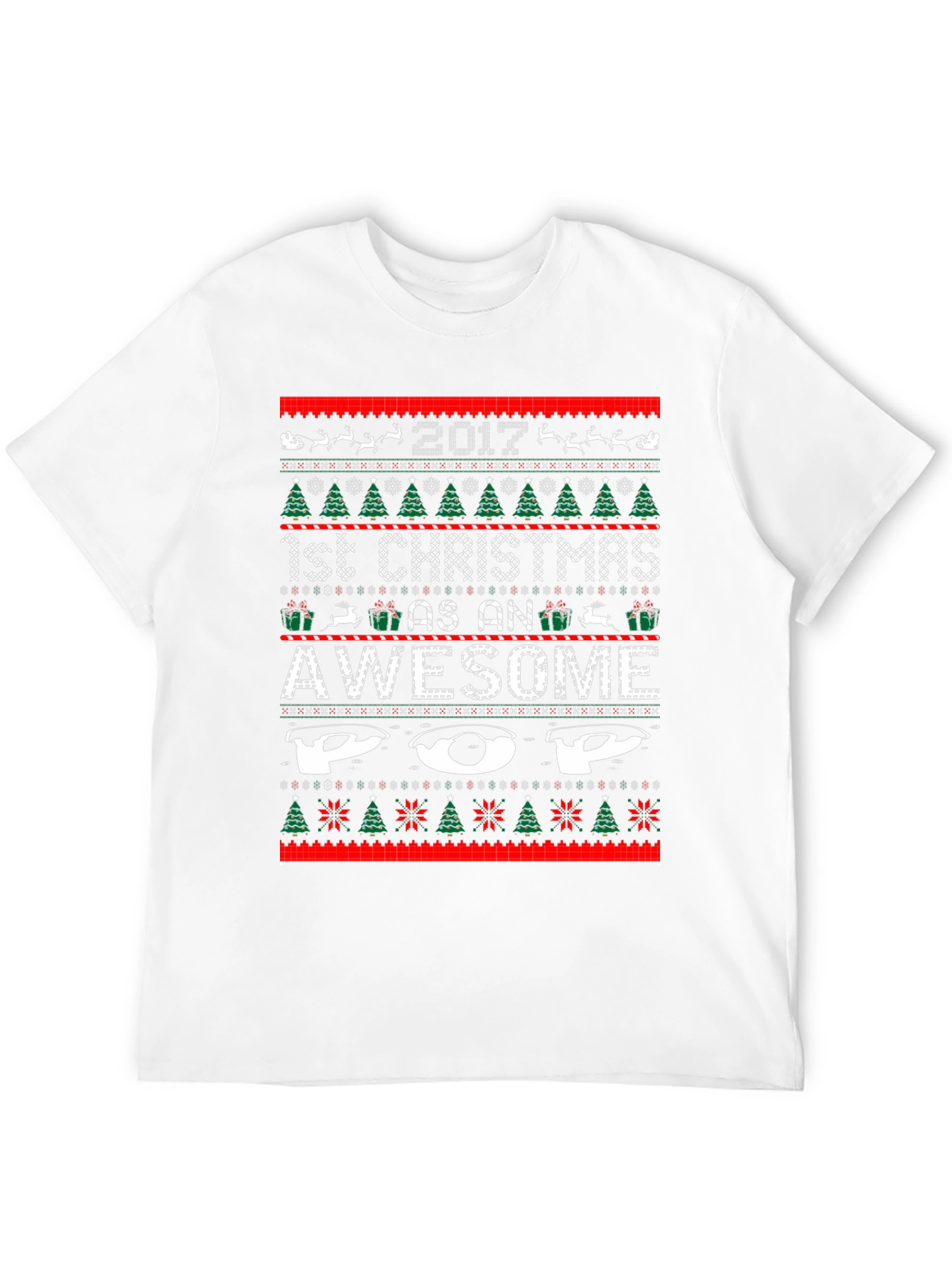 Awesome Pop 1st Christmas 2017 Ugly Sweater Style T-Shirt