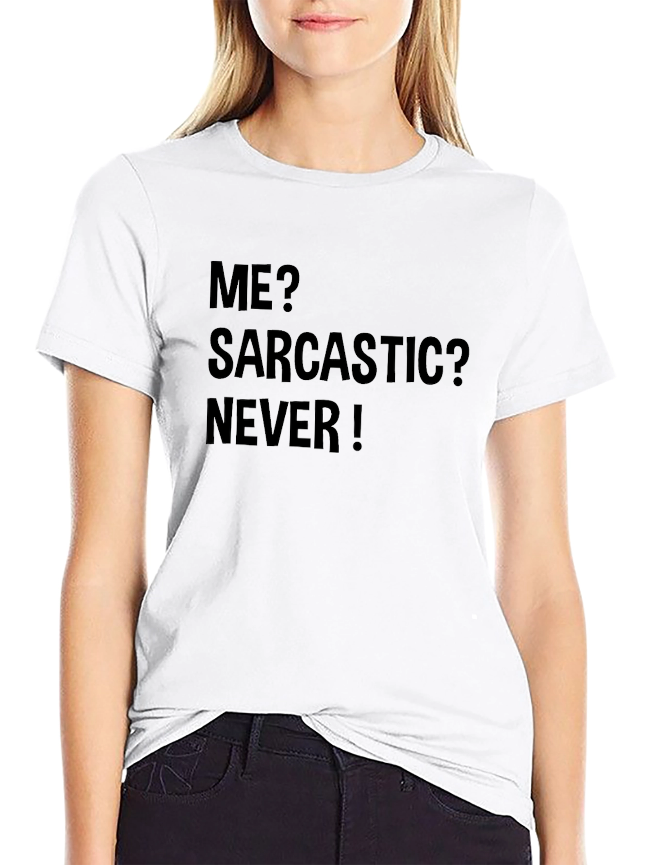 Sarcastic? Never! Black Graphic Tee