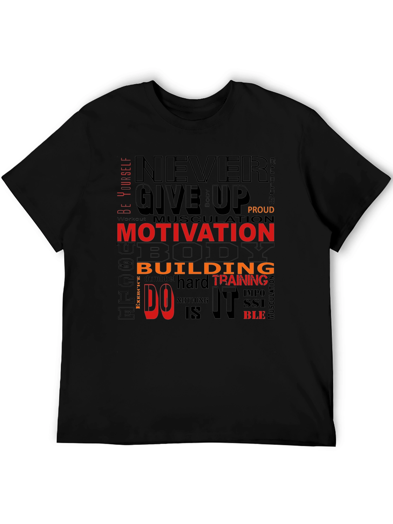 Motivational Gym T-Shirt - Never Give Up Design