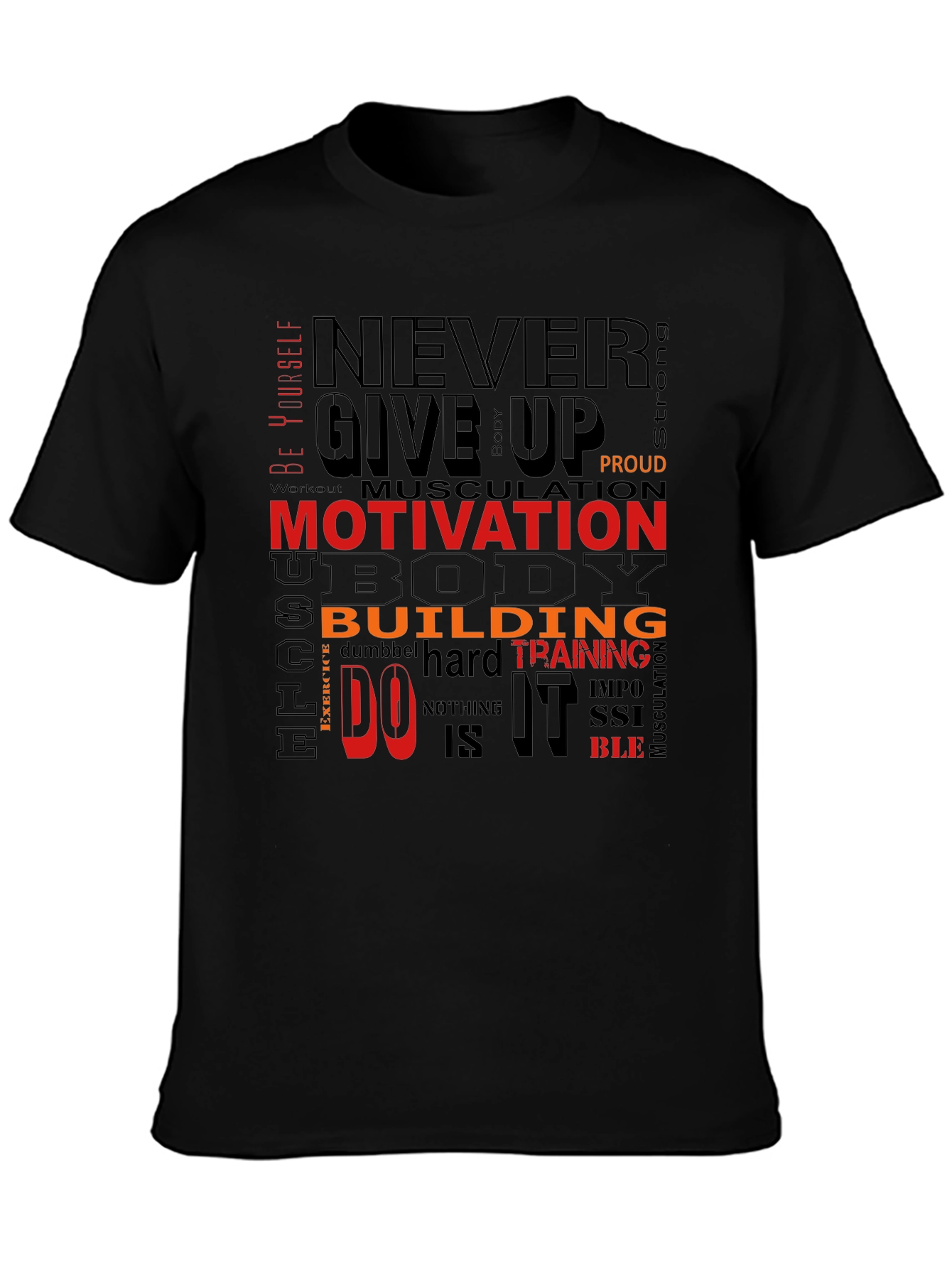 Motivational Gym T-Shirt - Never Give Up Design