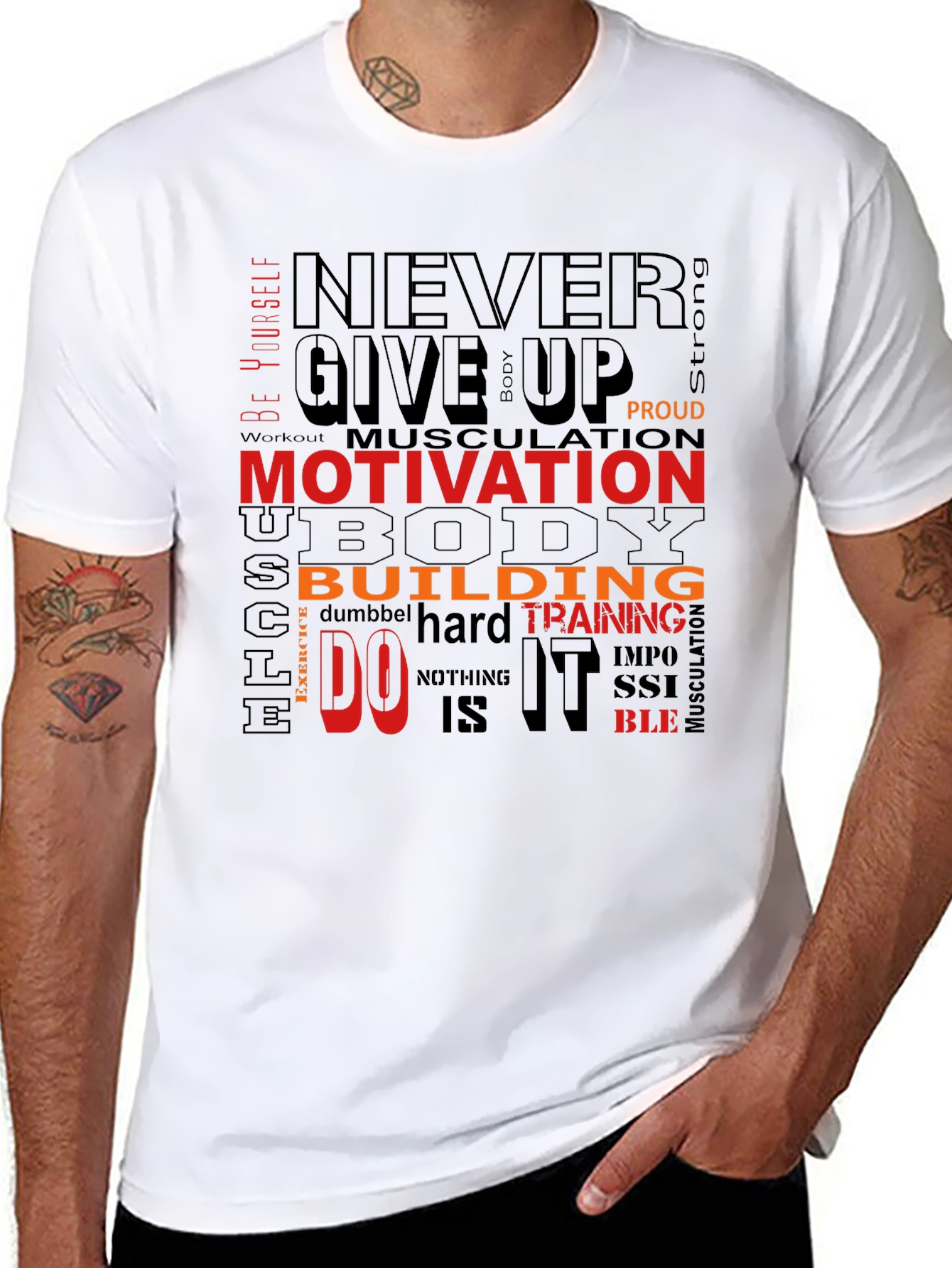 Motivational Gym T-Shirt - Never Give Up Design