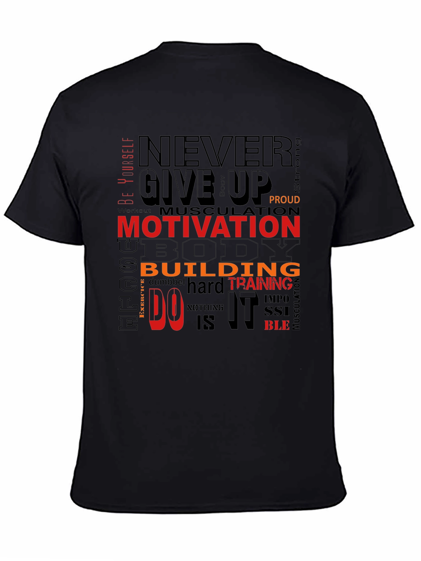 Motivational Gym T-Shirt - Never Give Up Design
