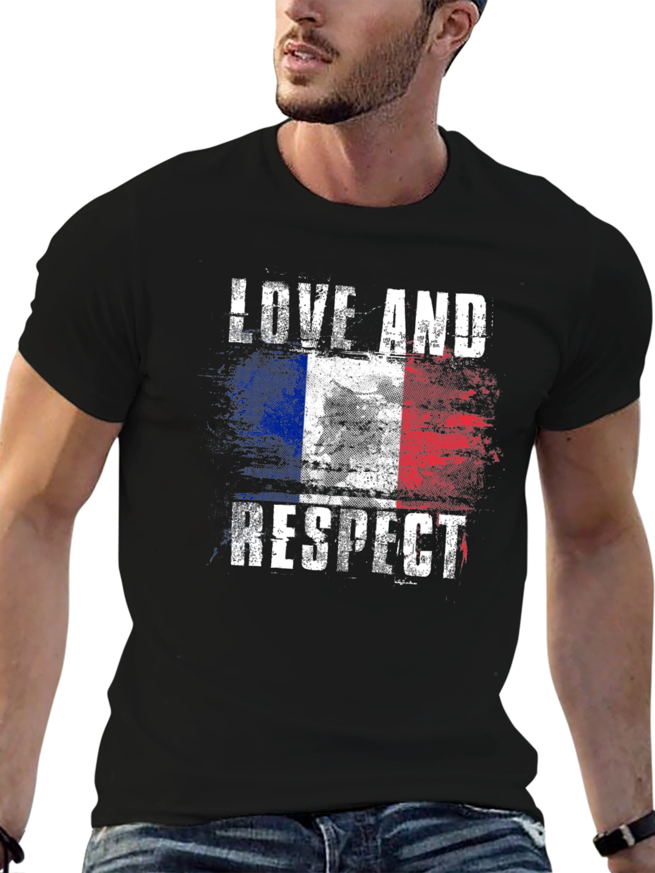 Love And Respect French Flag Graphic T-Shirt