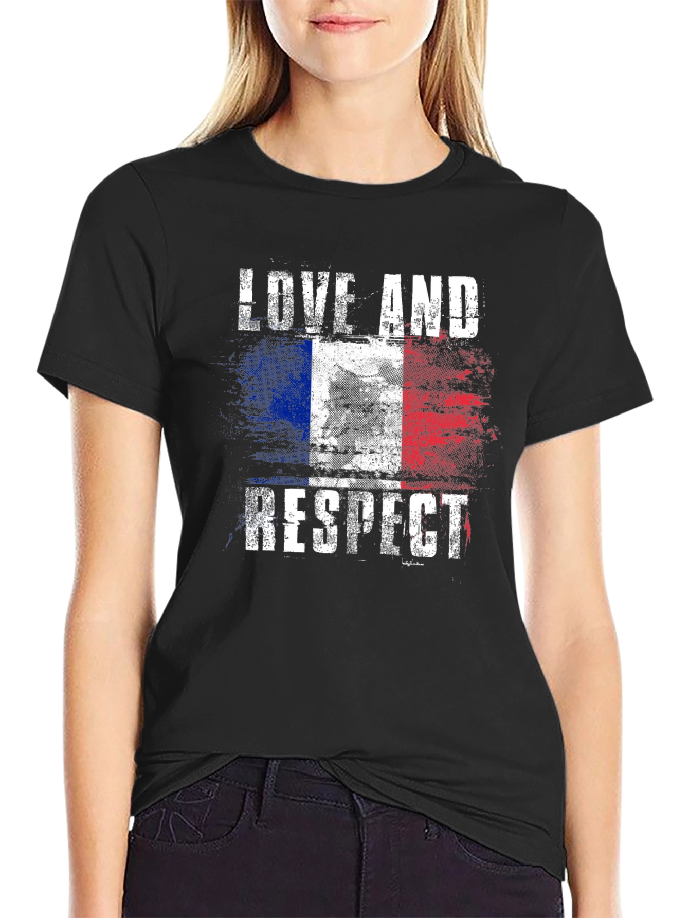 Love And Respect French Flag Graphic T-Shirt