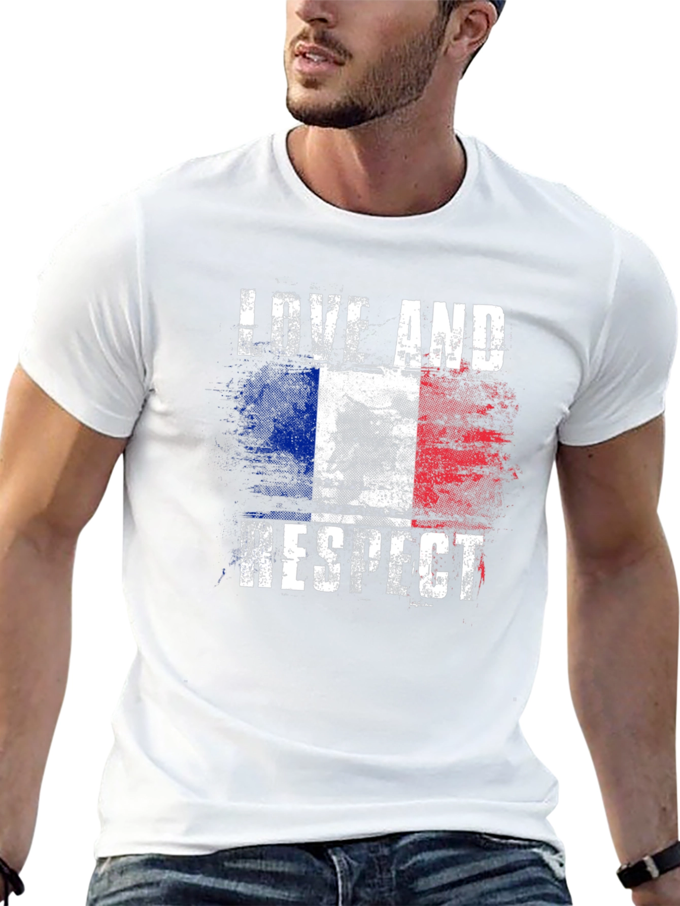 Love And Respect French Flag Graphic T-Shirt