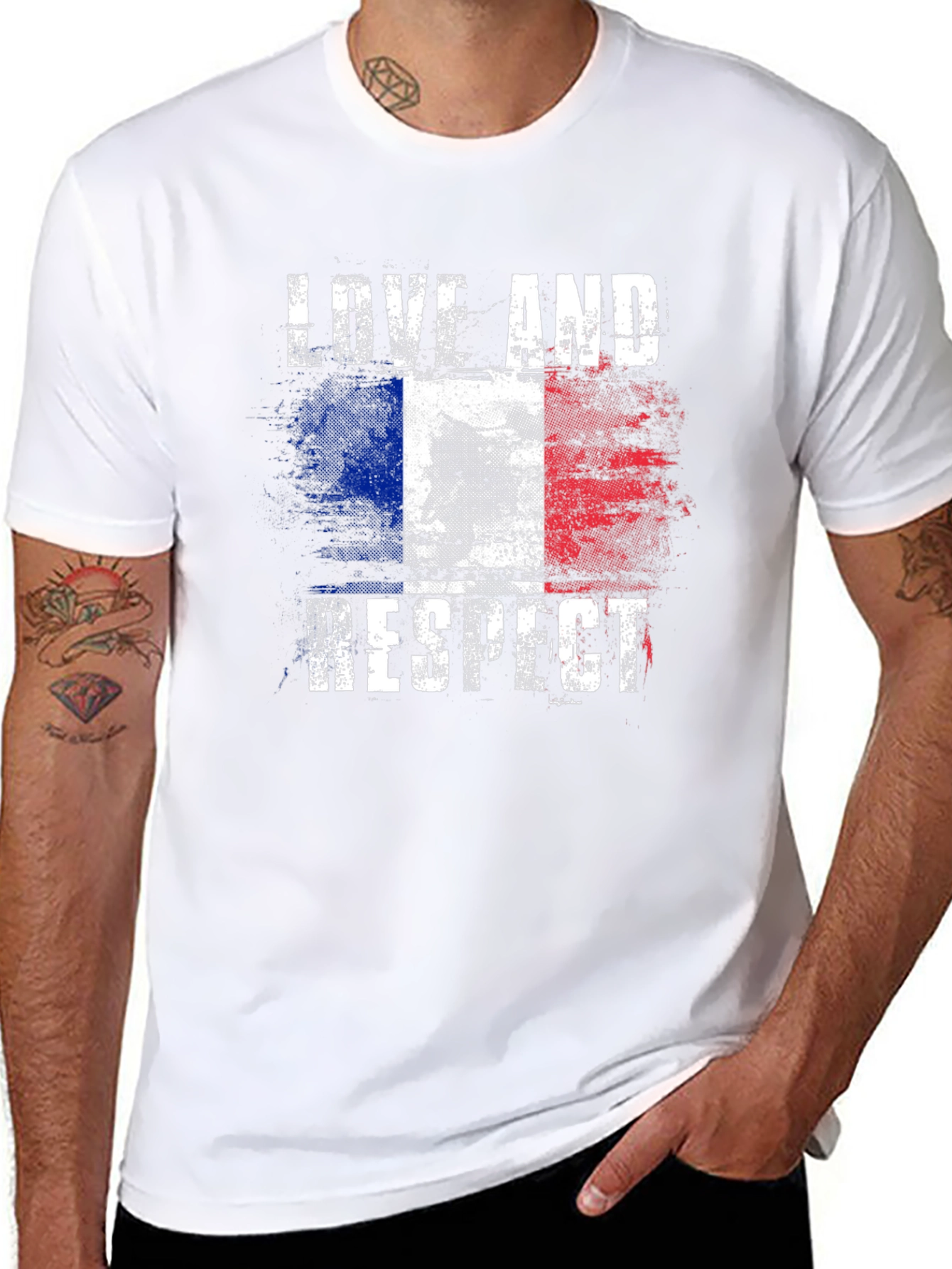 Love And Respect French Flag Graphic T-Shirt