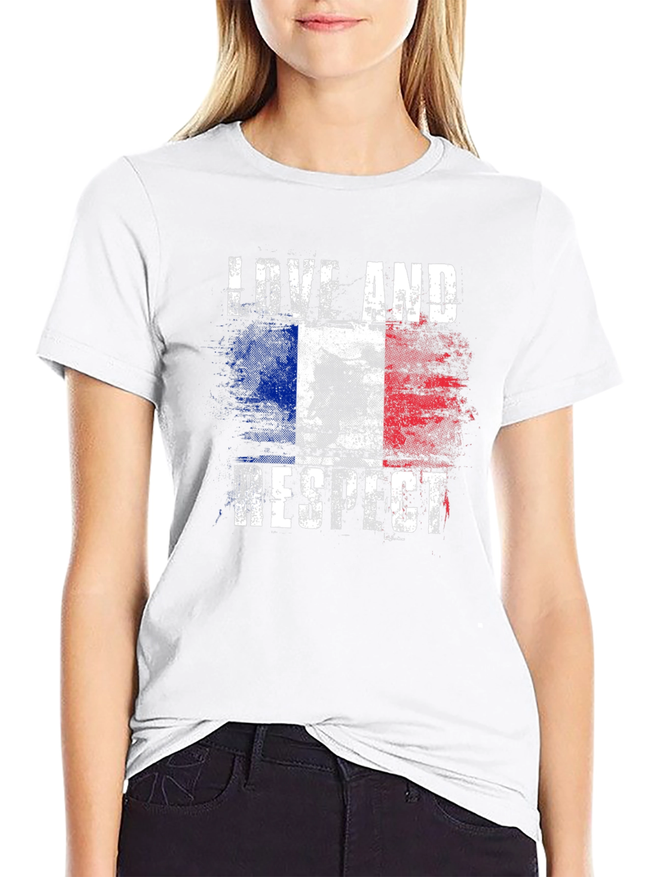 Love And Respect French Flag Graphic T-Shirt