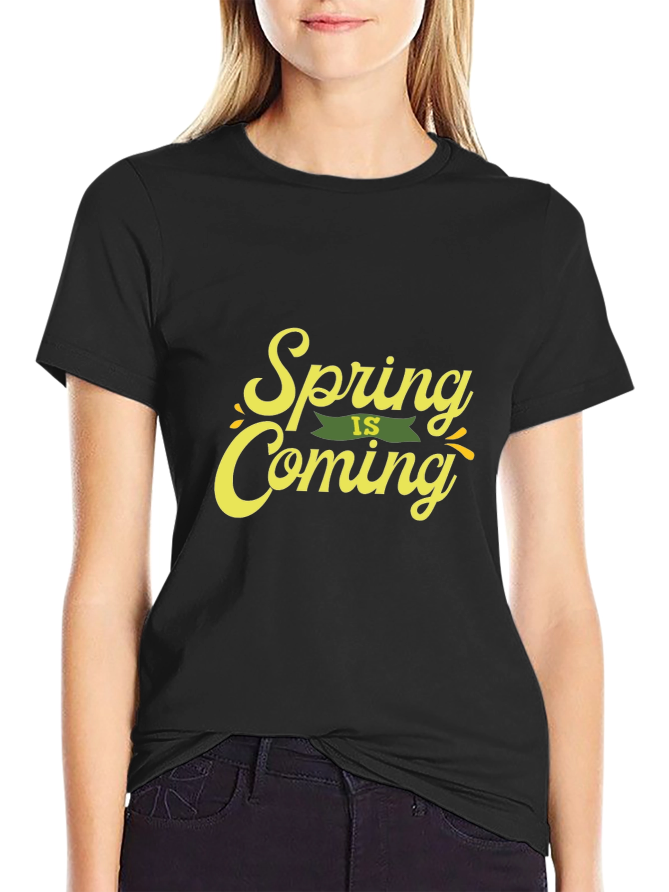 Spring is Coming Black Graphic Tee