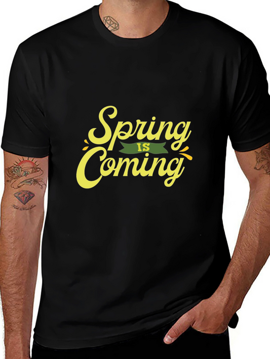 Spring is Coming Black Graphic Tee