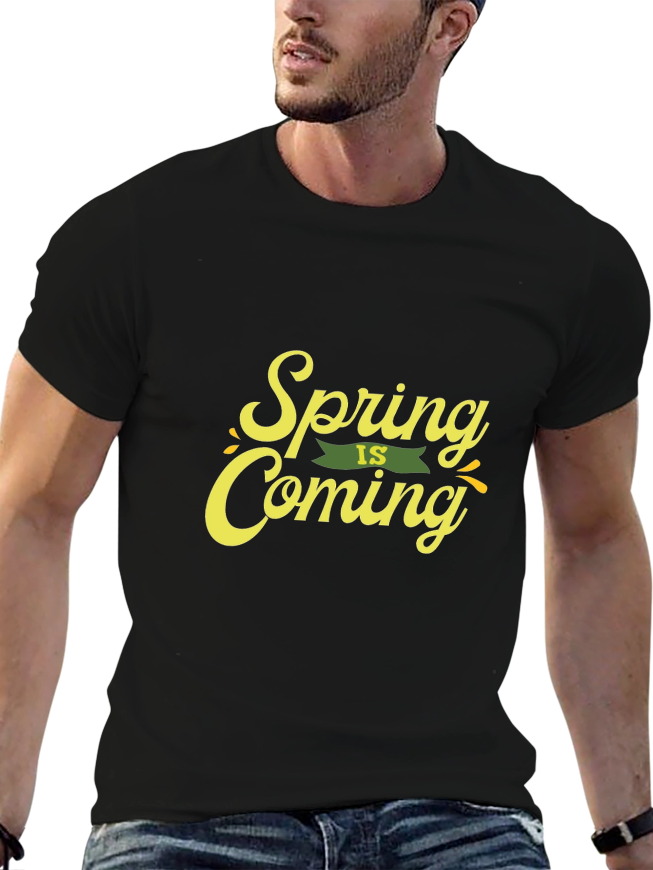 Spring is Coming Black Graphic Tee