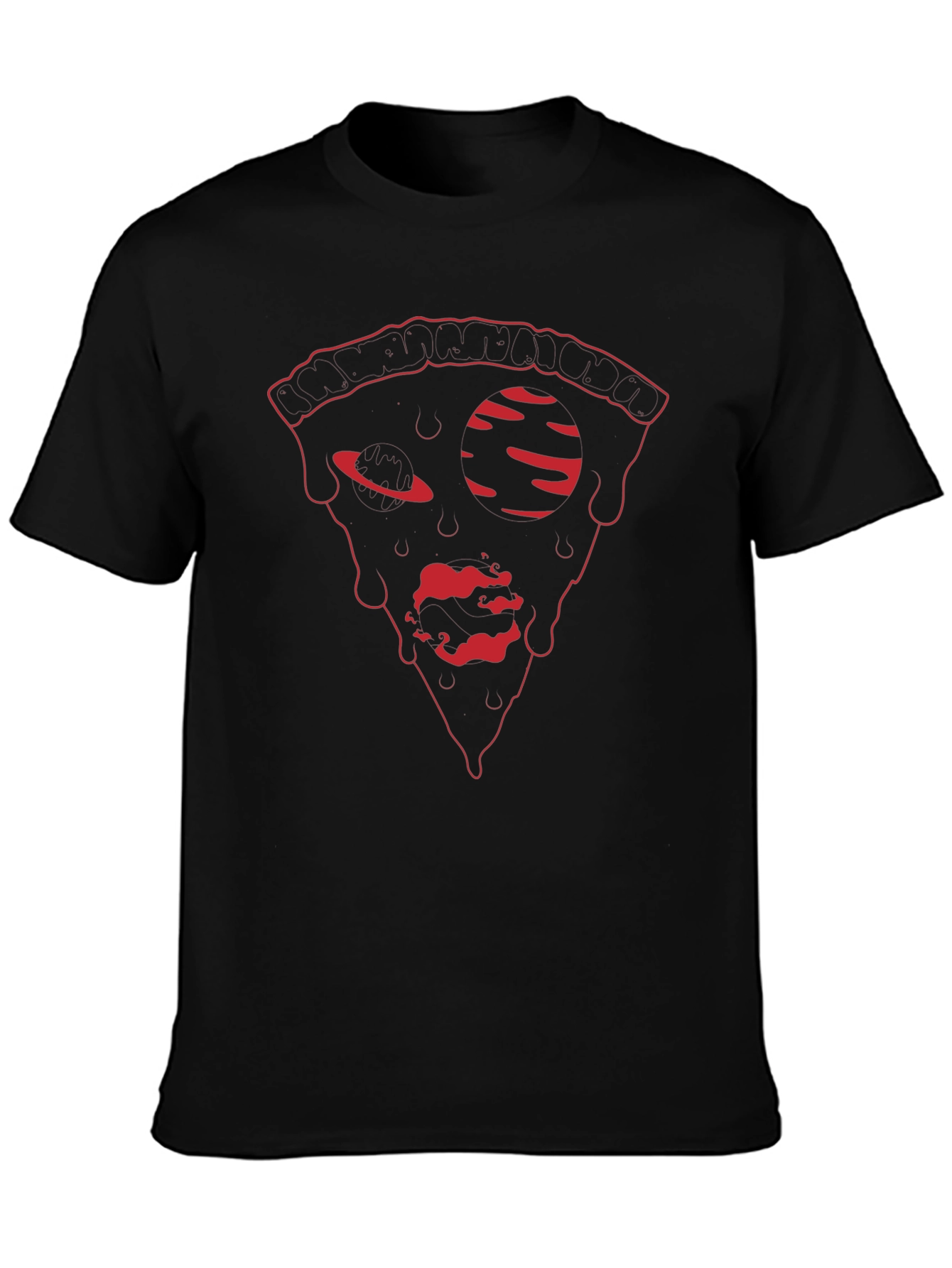 Pizza Graphic Tee - Trendy Black T-Shirt