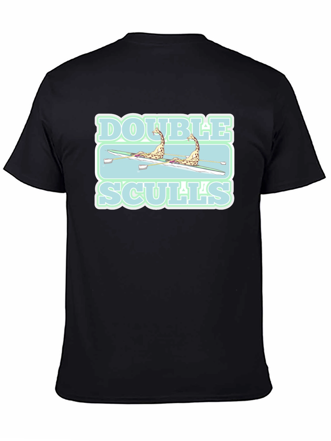 Double Sculls Giraffe Rowing Graphic T-Shirt