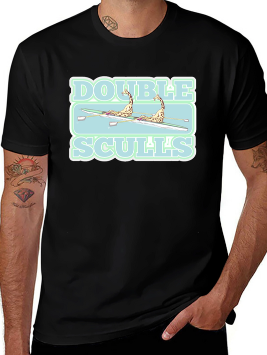 Double Sculls Giraffe Rowing Graphic T-Shirt