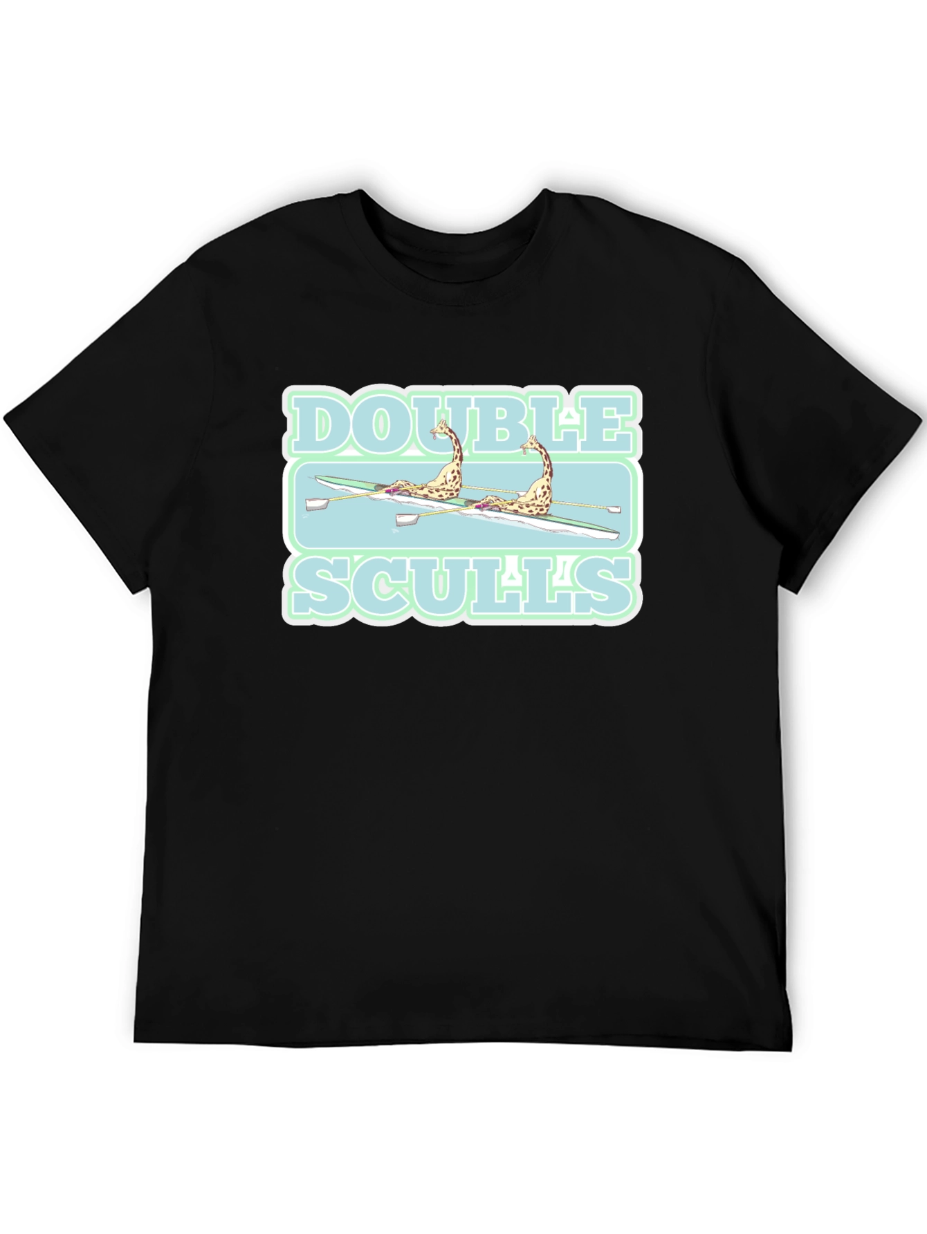 Double Sculls Giraffe Rowing Graphic T-Shirt
