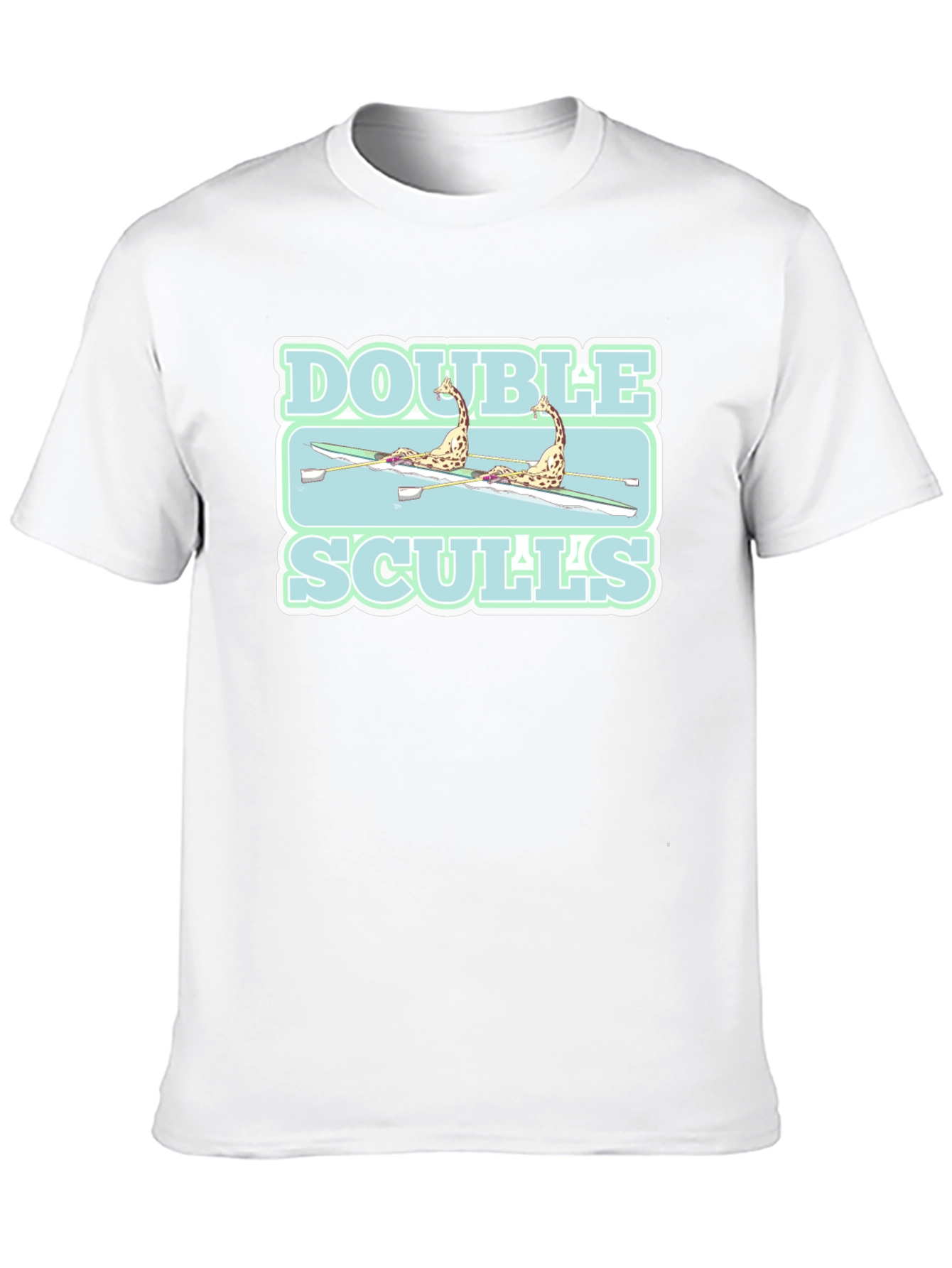 Double Sculls Giraffe Rowing Graphic T-Shirt