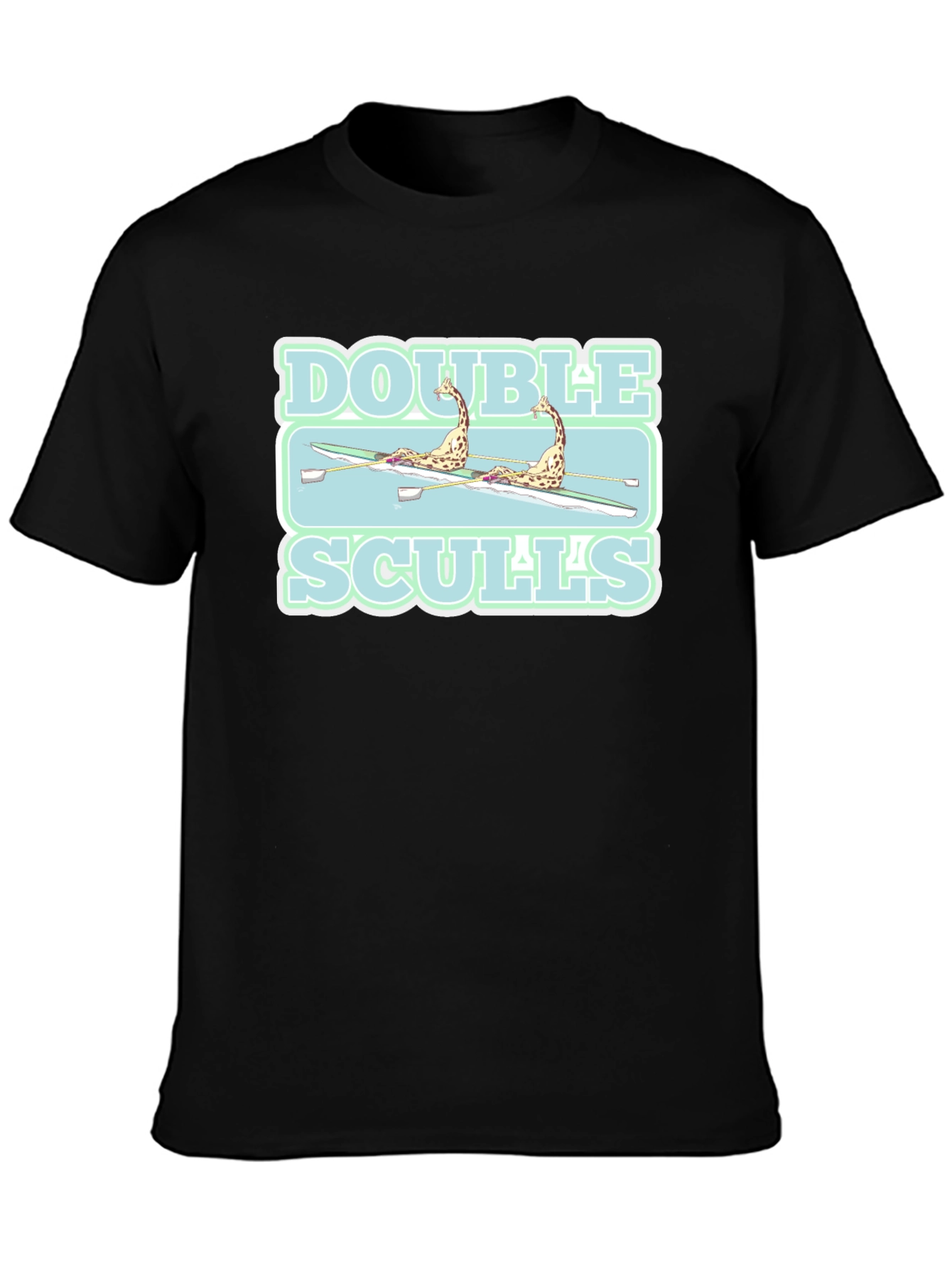 Double Sculls Giraffe Rowing Graphic T-Shirt