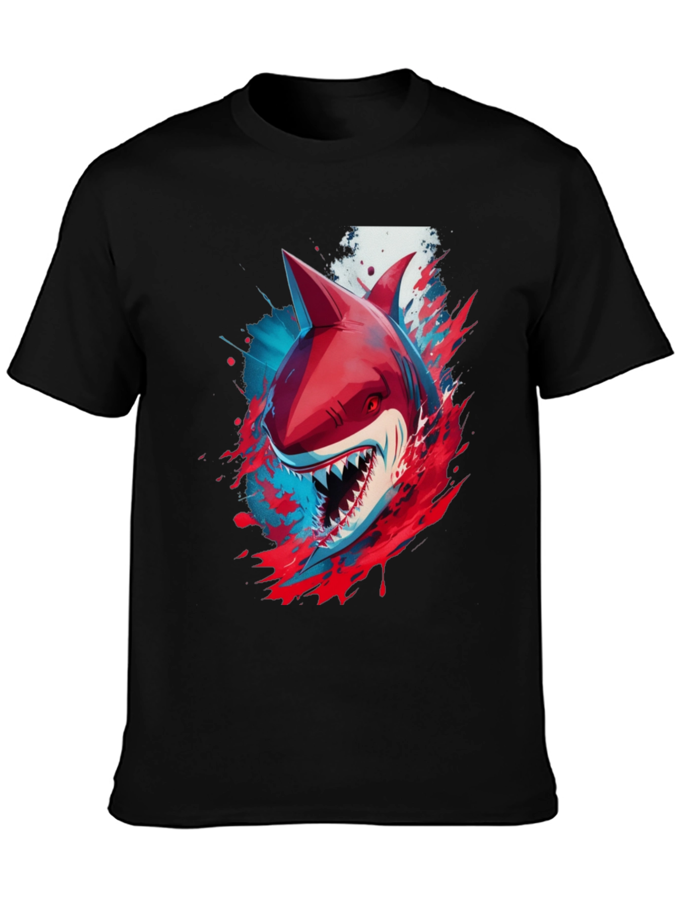 Shark Graphic Print T-Shirt - Black