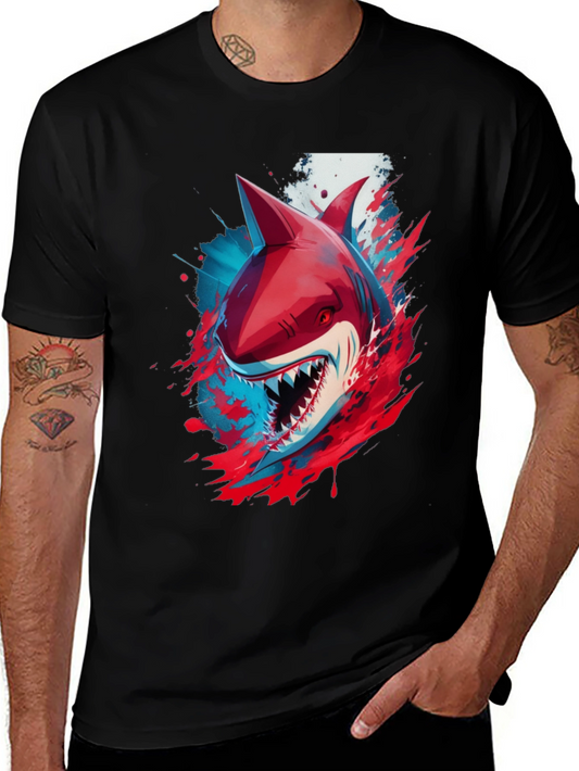 Shark Graphic Print T-Shirt - Black