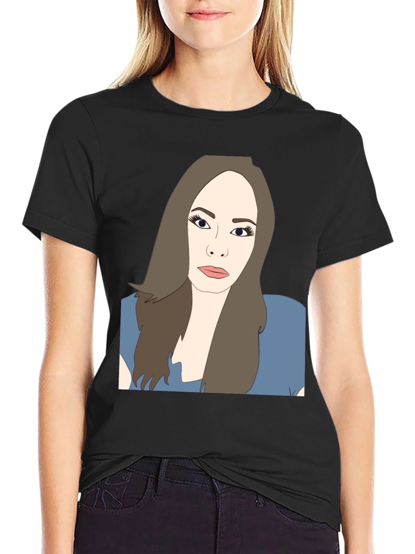 Illustrated Woman Black T-Shirt