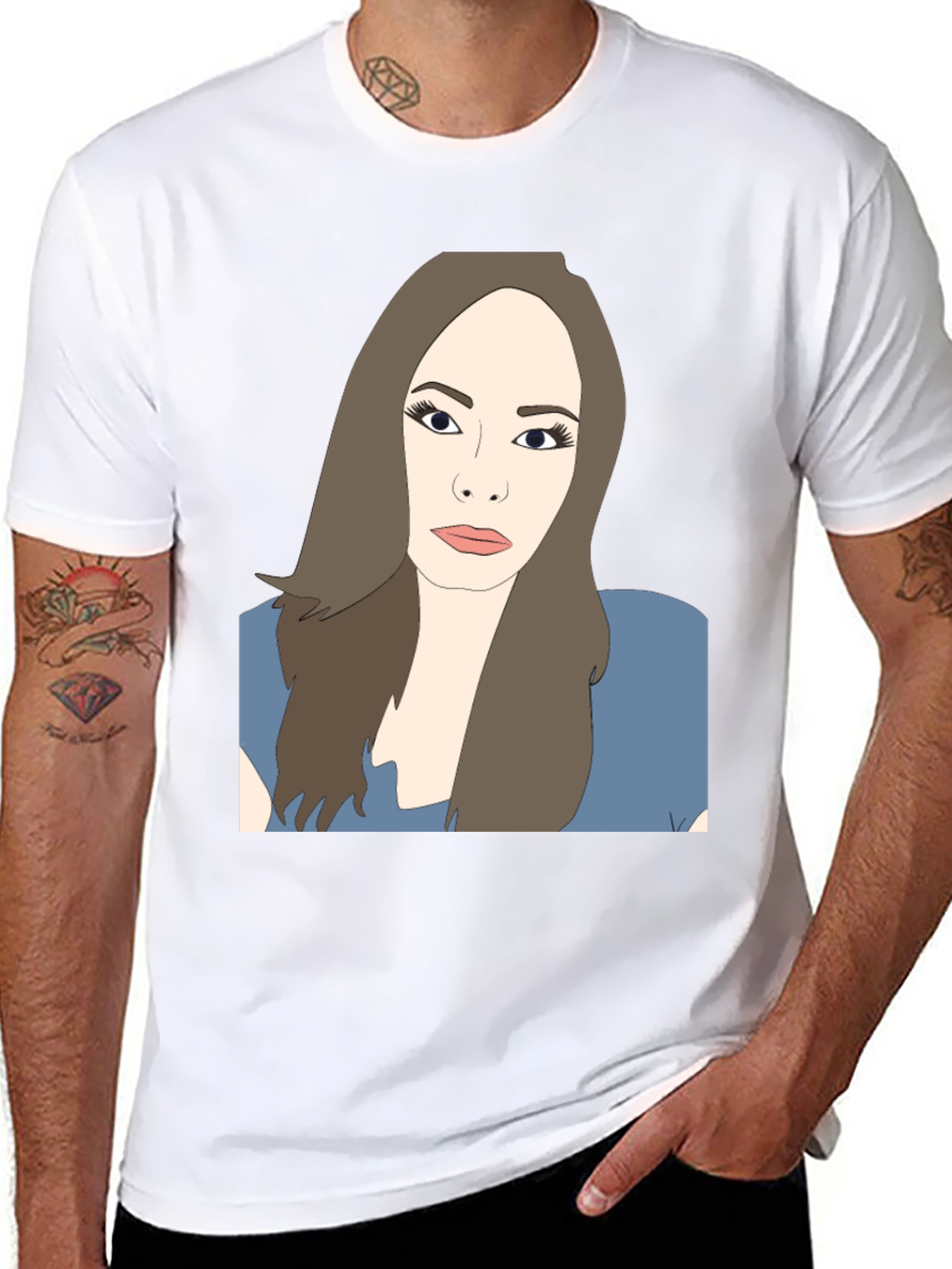 Illustrated Woman Black T-Shirt