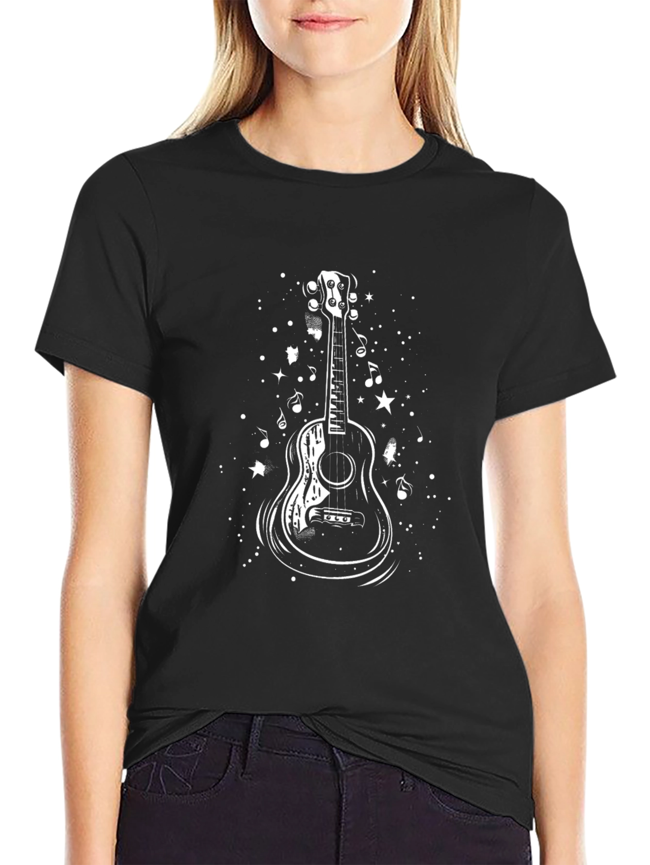 Ukulele Graphic Tee - Music Lovers Black T-Shirt