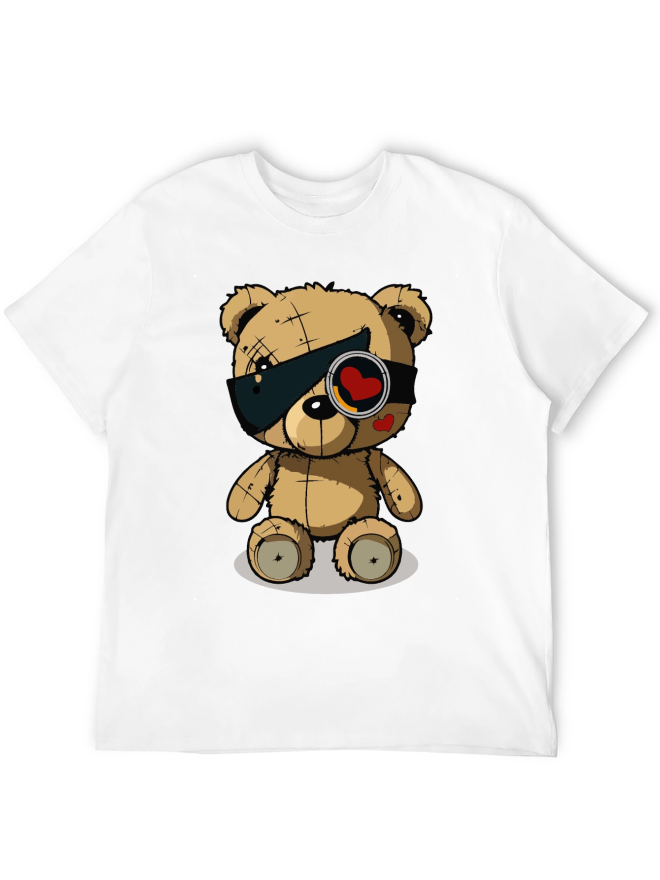 Trendy Black T-Shirt with Graphic Teddy Bear Design