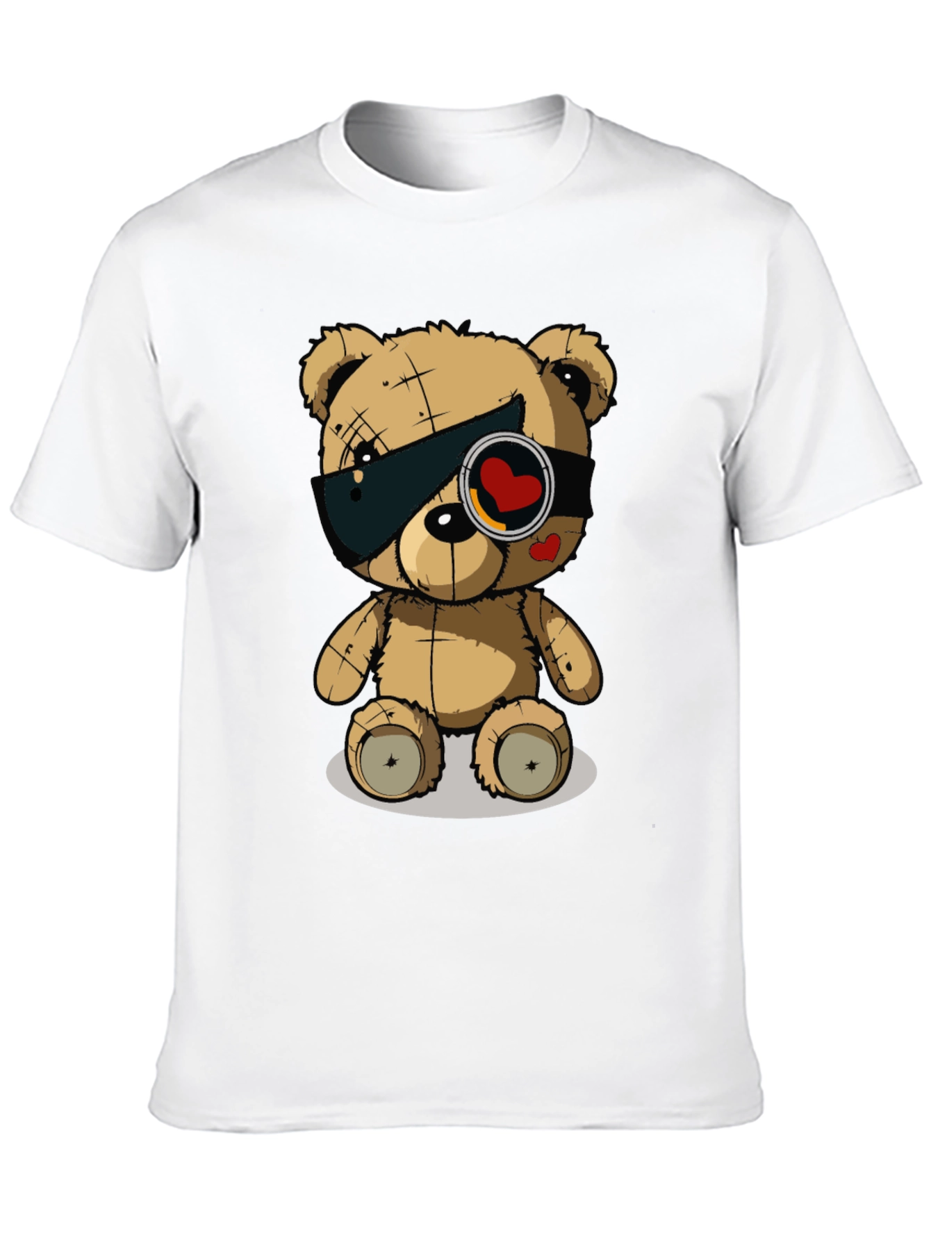 Trendy Black T-Shirt with Graphic Teddy Bear Design