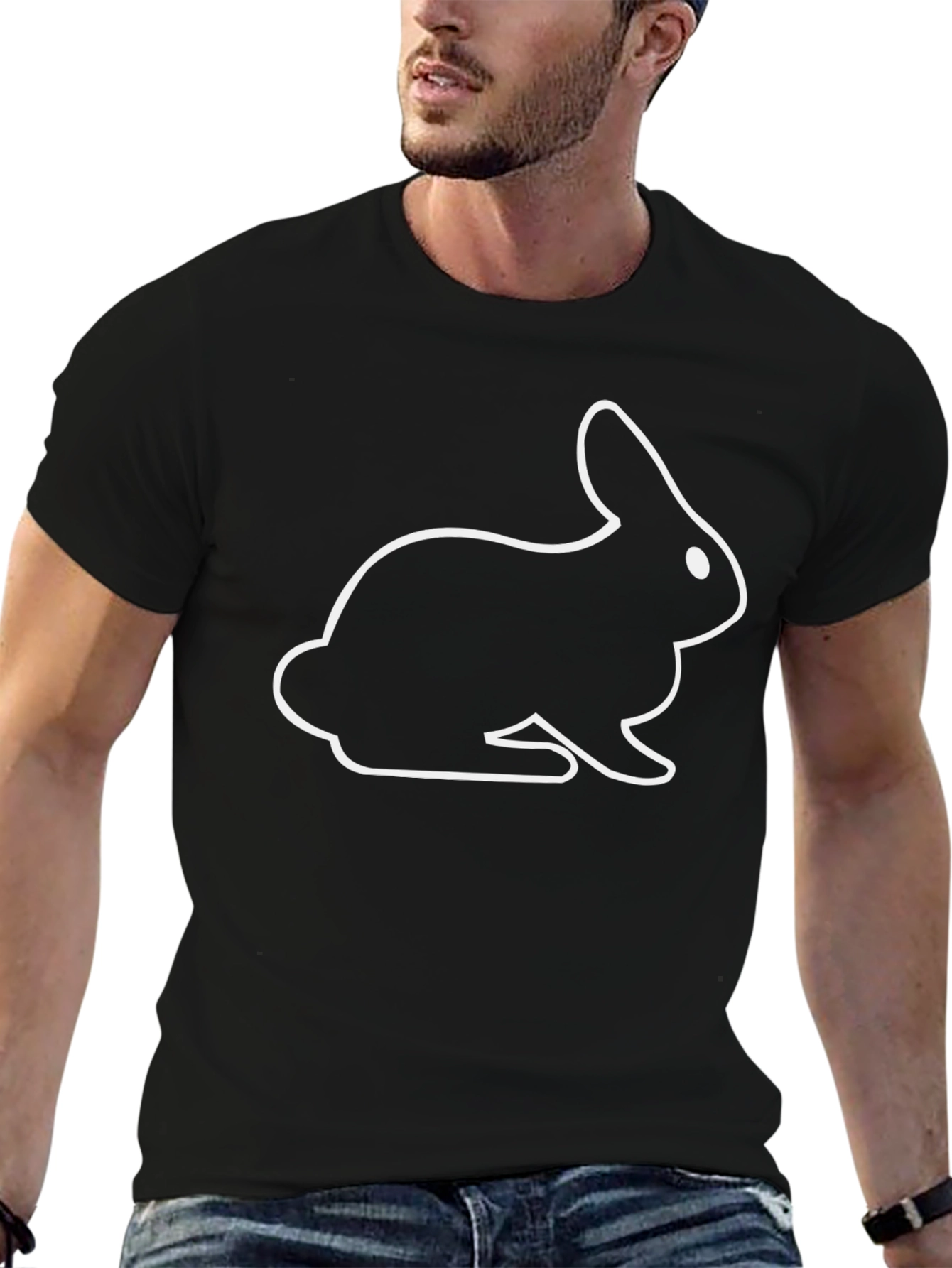 Rabbit Graphic Tee - Black Casual T-Shirt