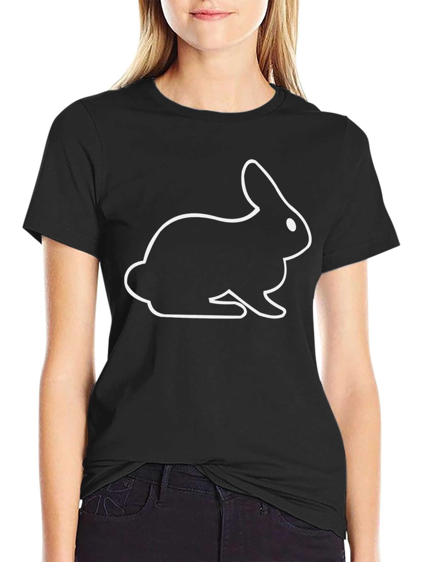 Rabbit Graphic Tee - Black Casual T-Shirt