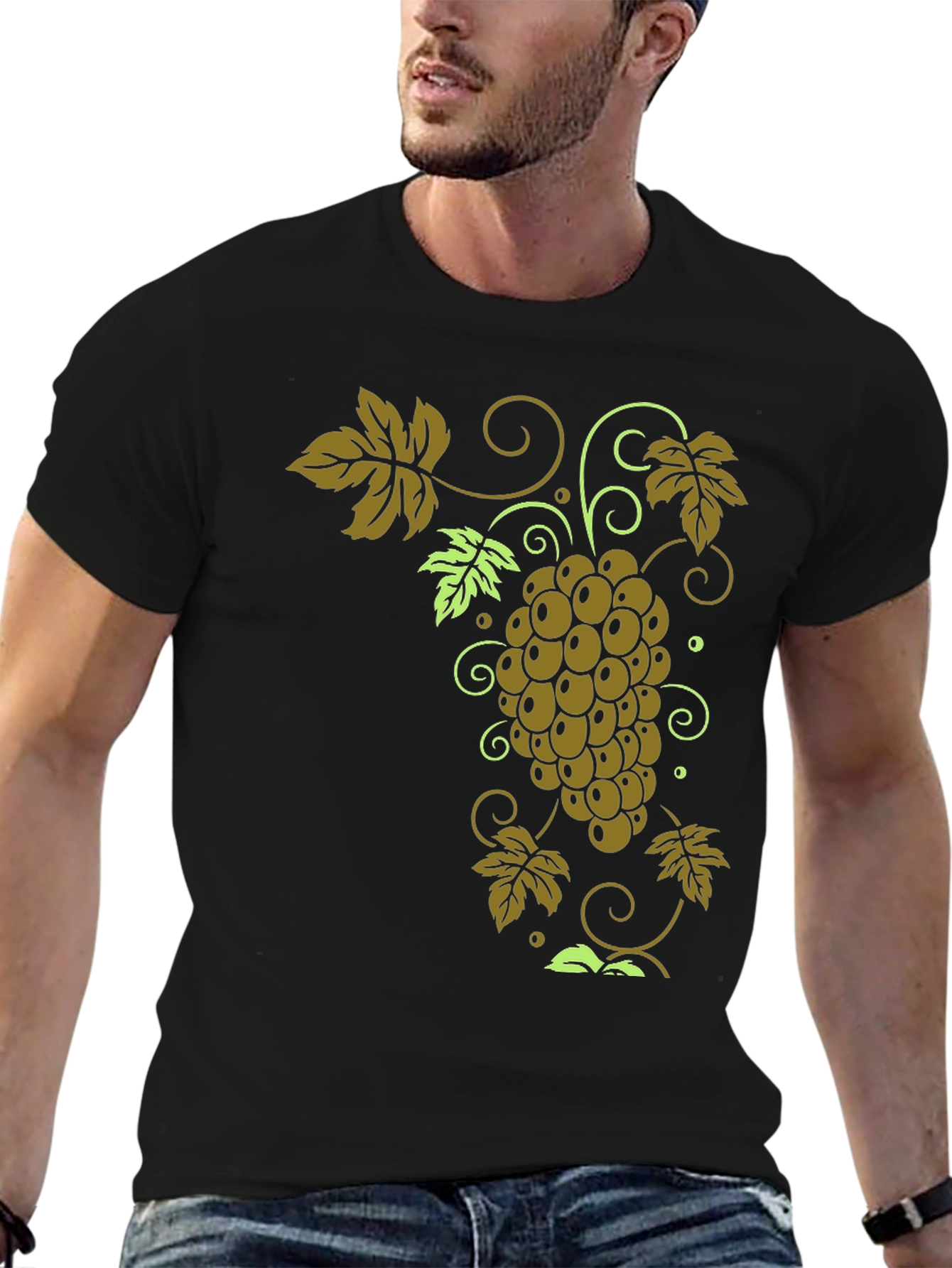 Grape Vine Graphic Tee - Stylish Black T-Shirt