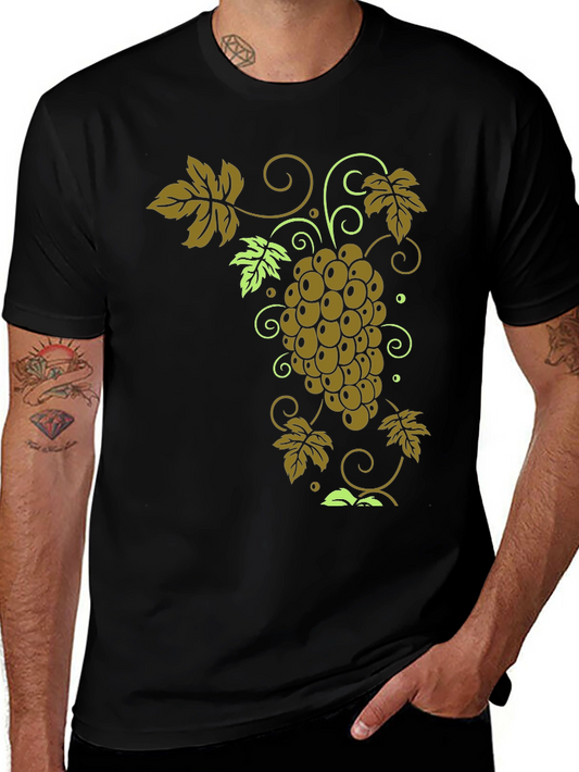 Grape Vine Graphic Tee - Stylish Black T-Shirt