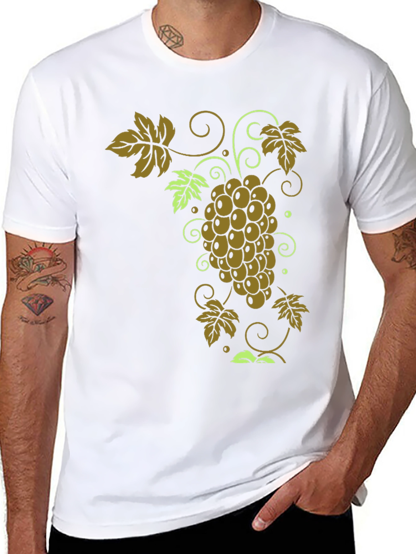 Grape Vine Graphic Tee - Stylish Black T-Shirt
