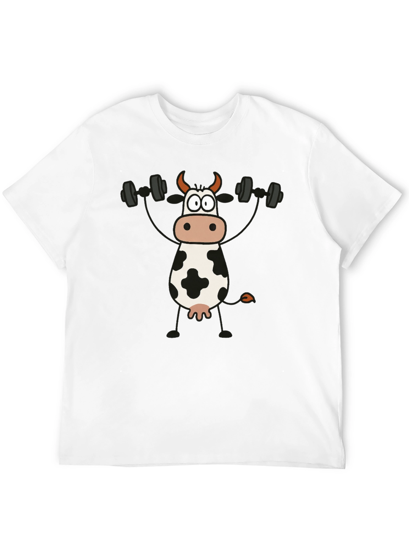Cow Lifting Weights Graphic T-Shirt - Black