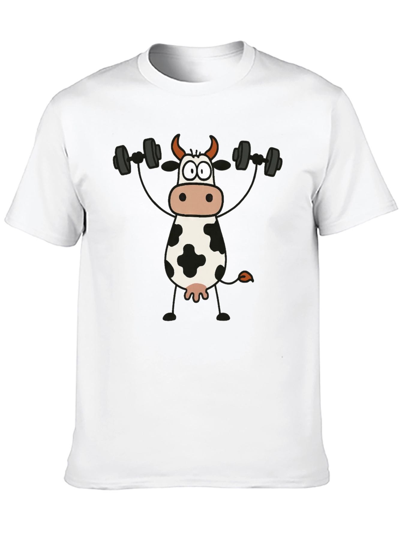 Cow Lifting Weights Graphic T-Shirt - Black