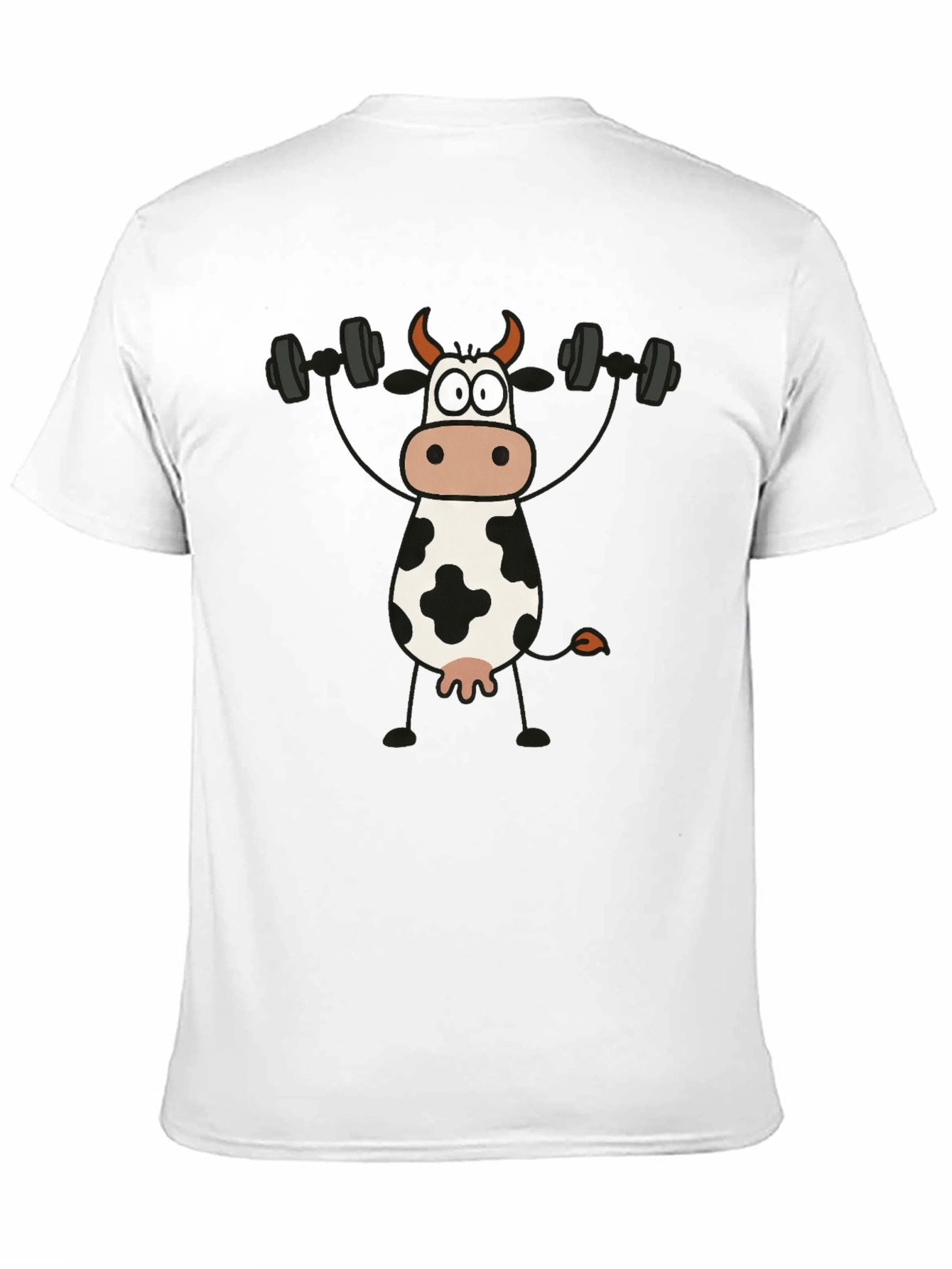 Cow Lifting Weights Graphic T-Shirt - Black